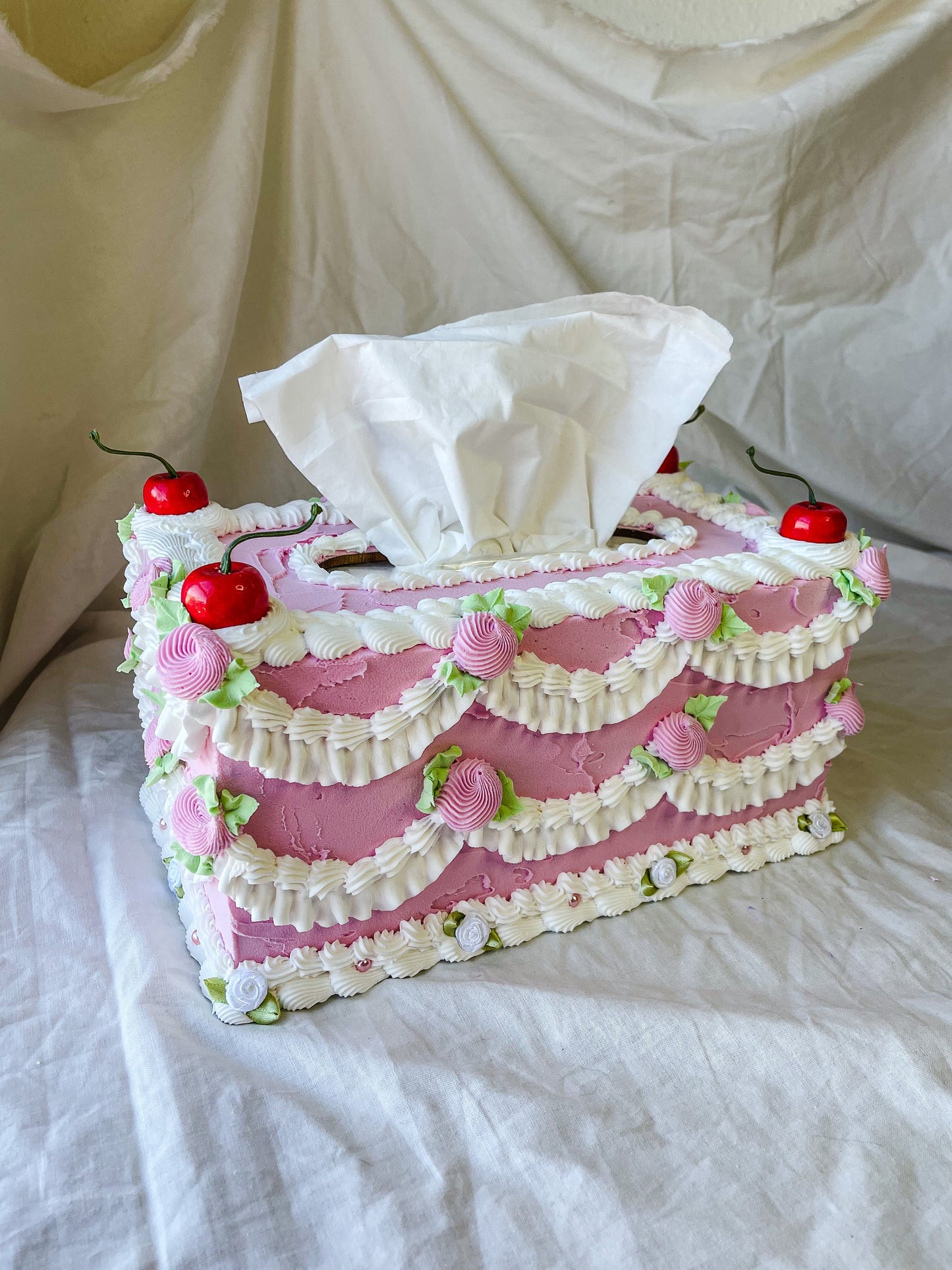 Vintage Pink Fake Cake Tissue Box Holders