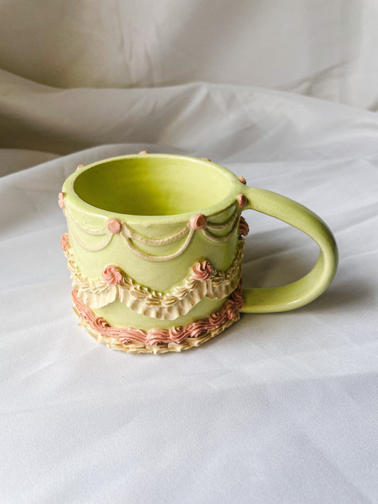 Mint and Pink Ceramic Cake Mug