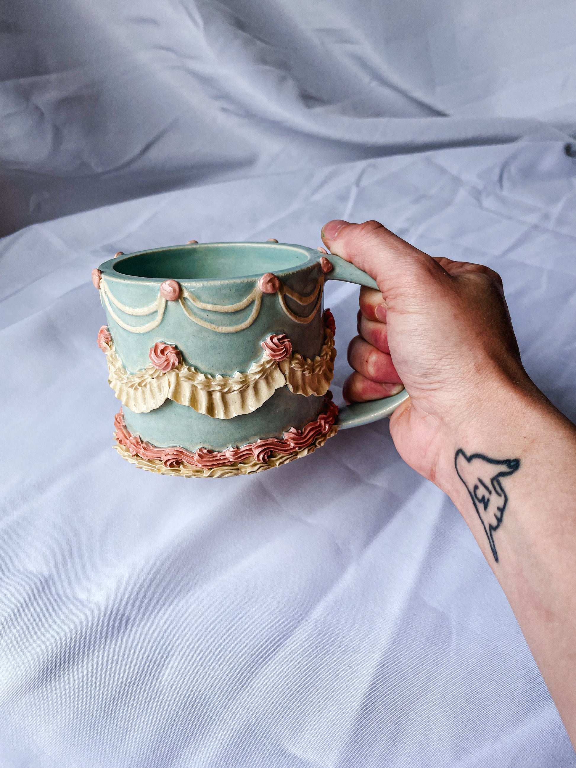 Light Blue and Pink Cake Mug