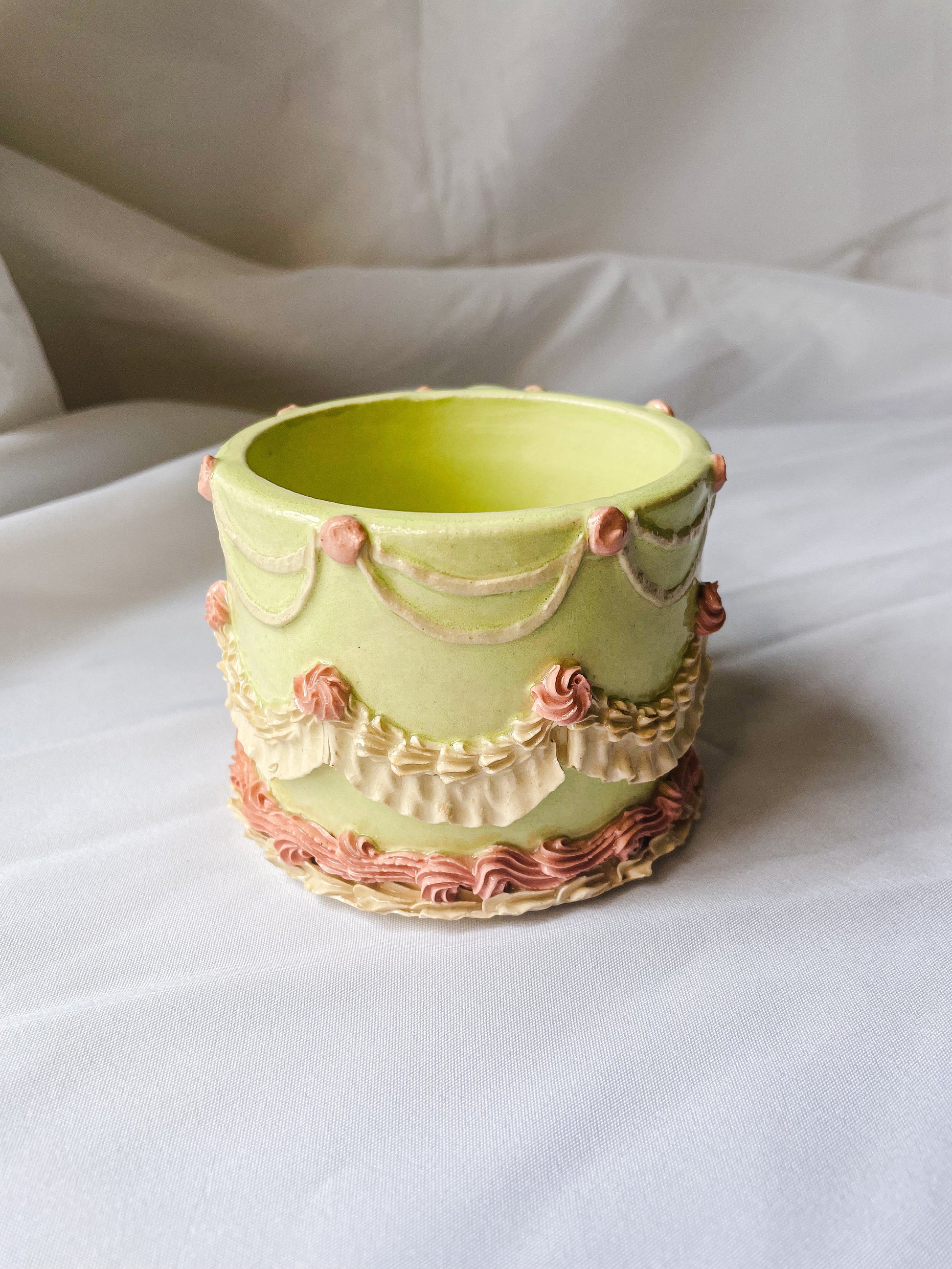 Mint and Pink Ceramic Cake Mug