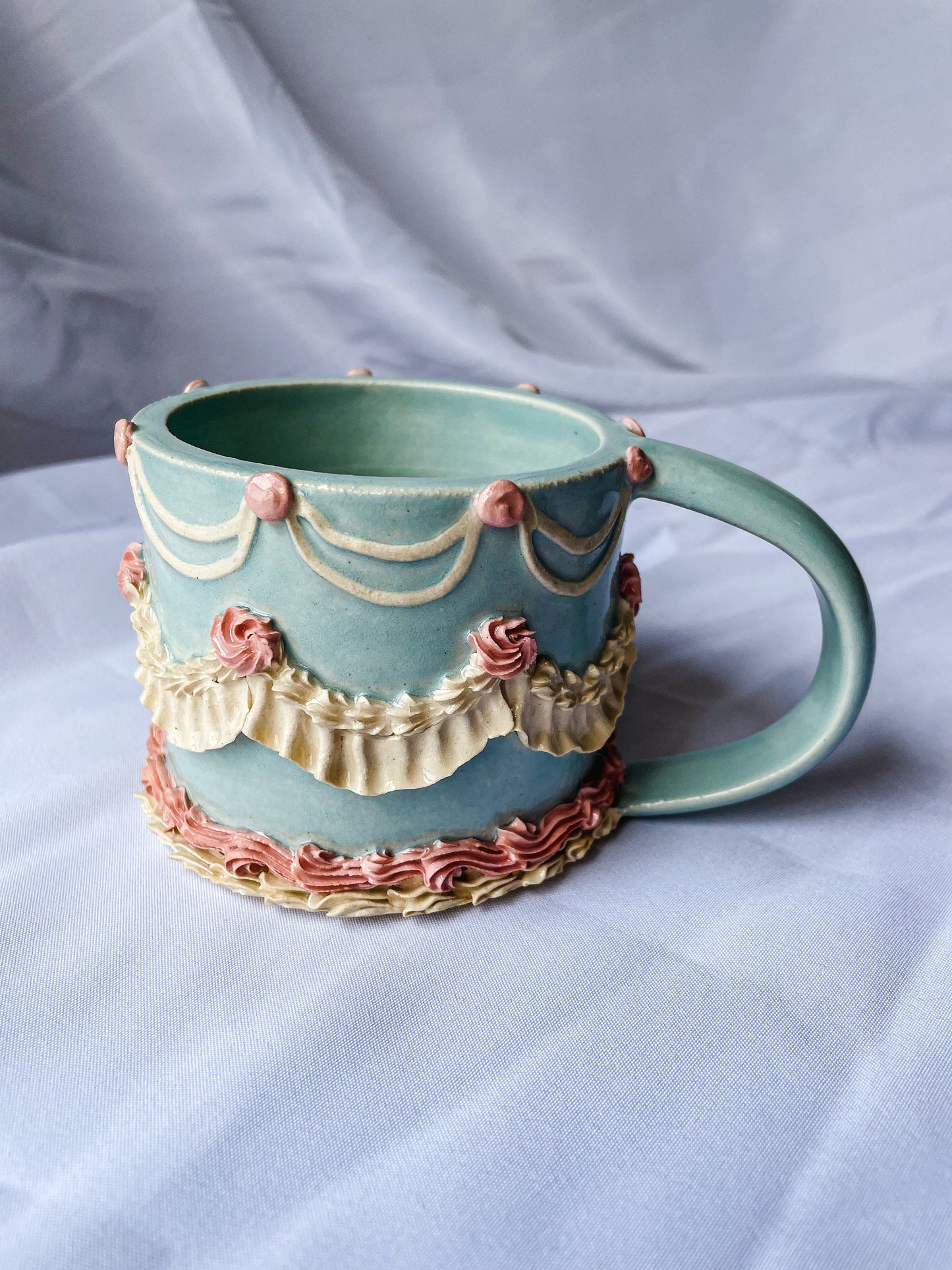 Light Blue and Pink Cake Mug