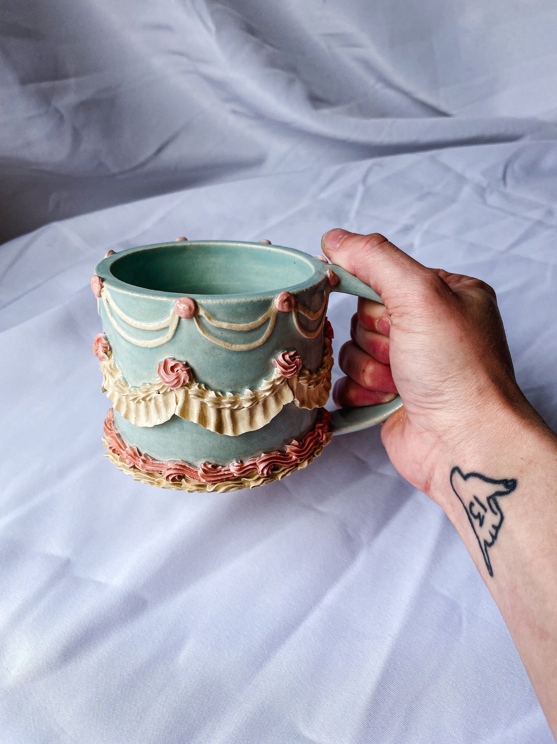 Light Blue and Pink Cake Mug