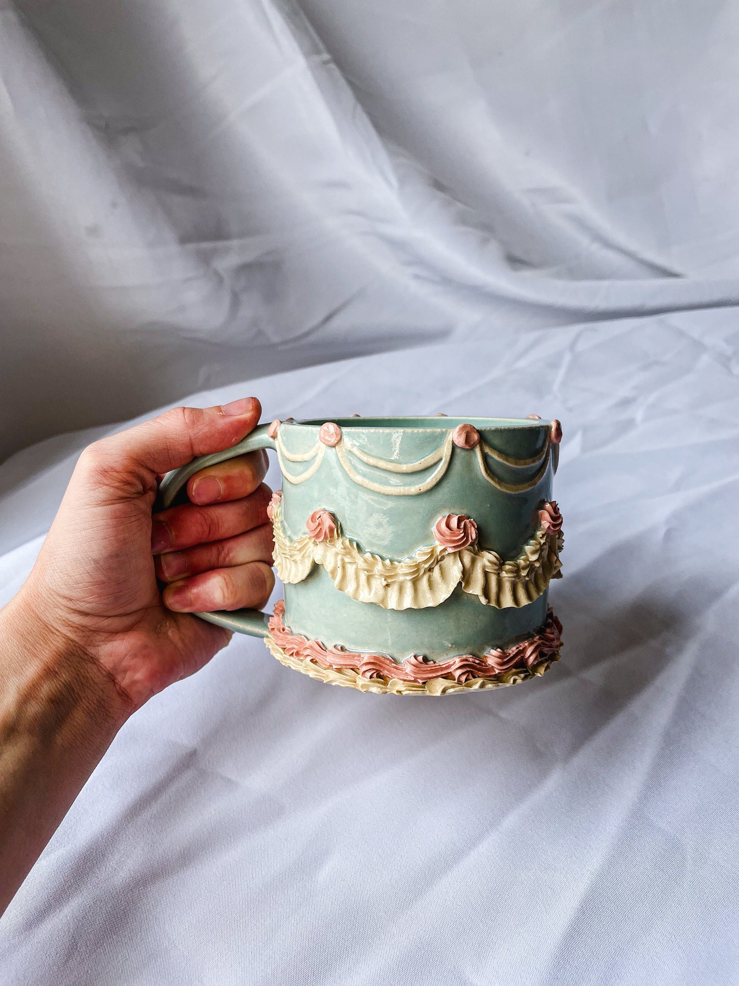 Light Blue and Pink Cake Mug