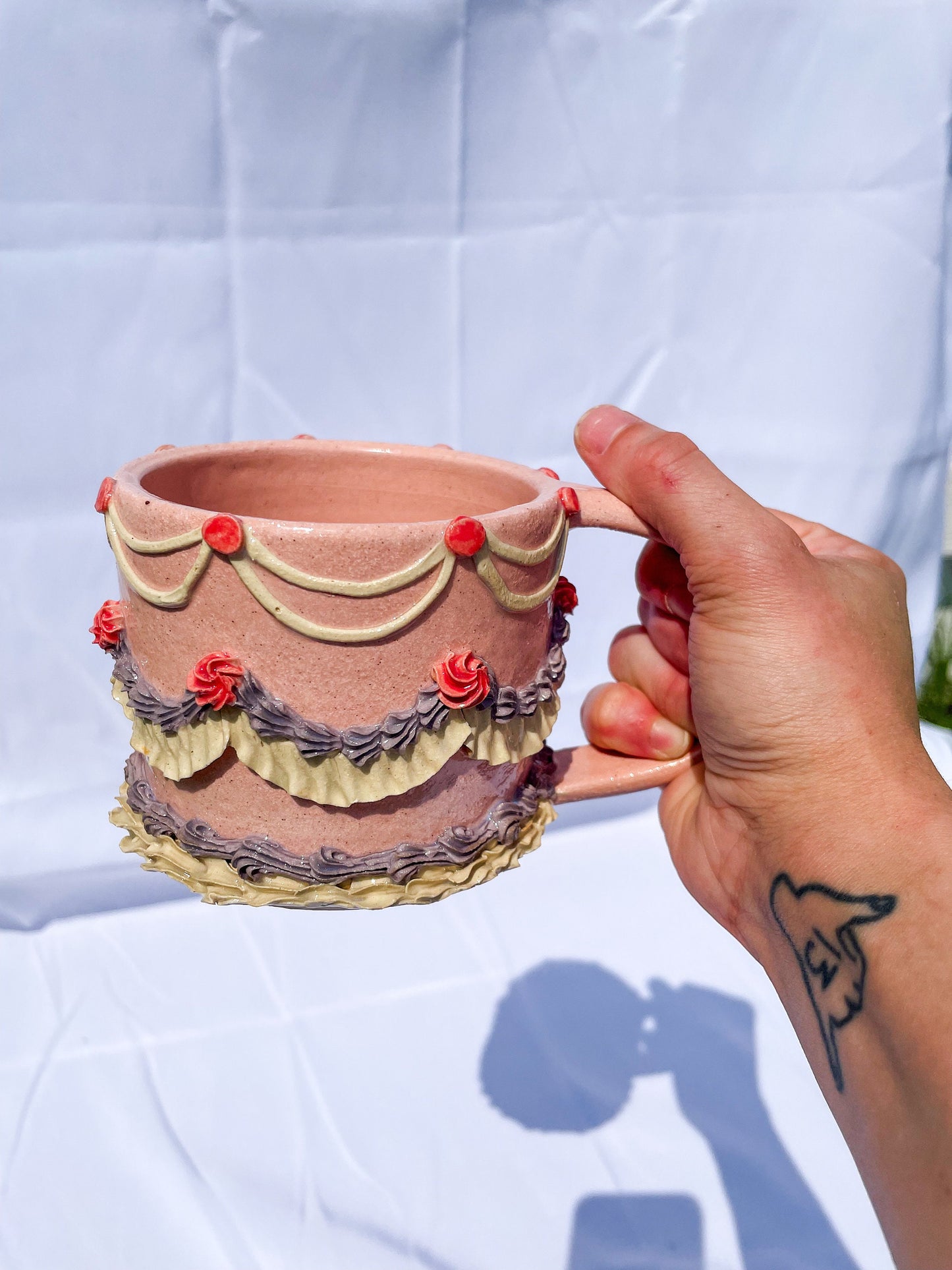 Pink and Purple Ceramic Cake Mug