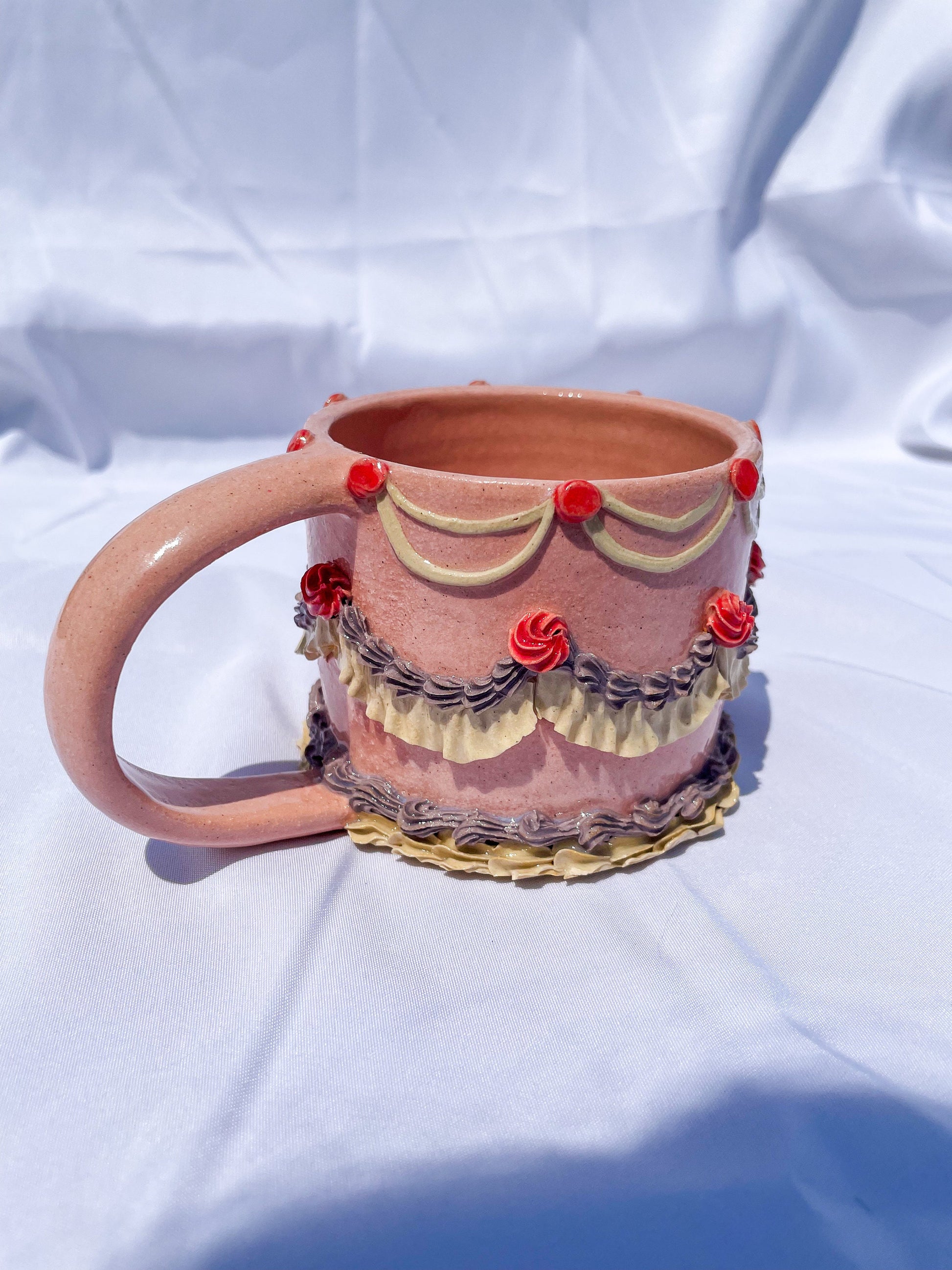 Pink and Purple Ceramic Cake Mug