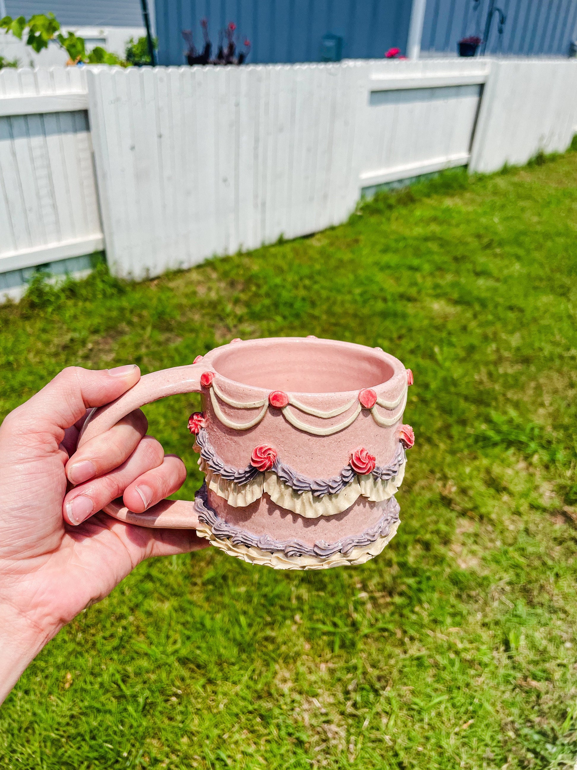 Pink and Purple Ceramic Cake Mug