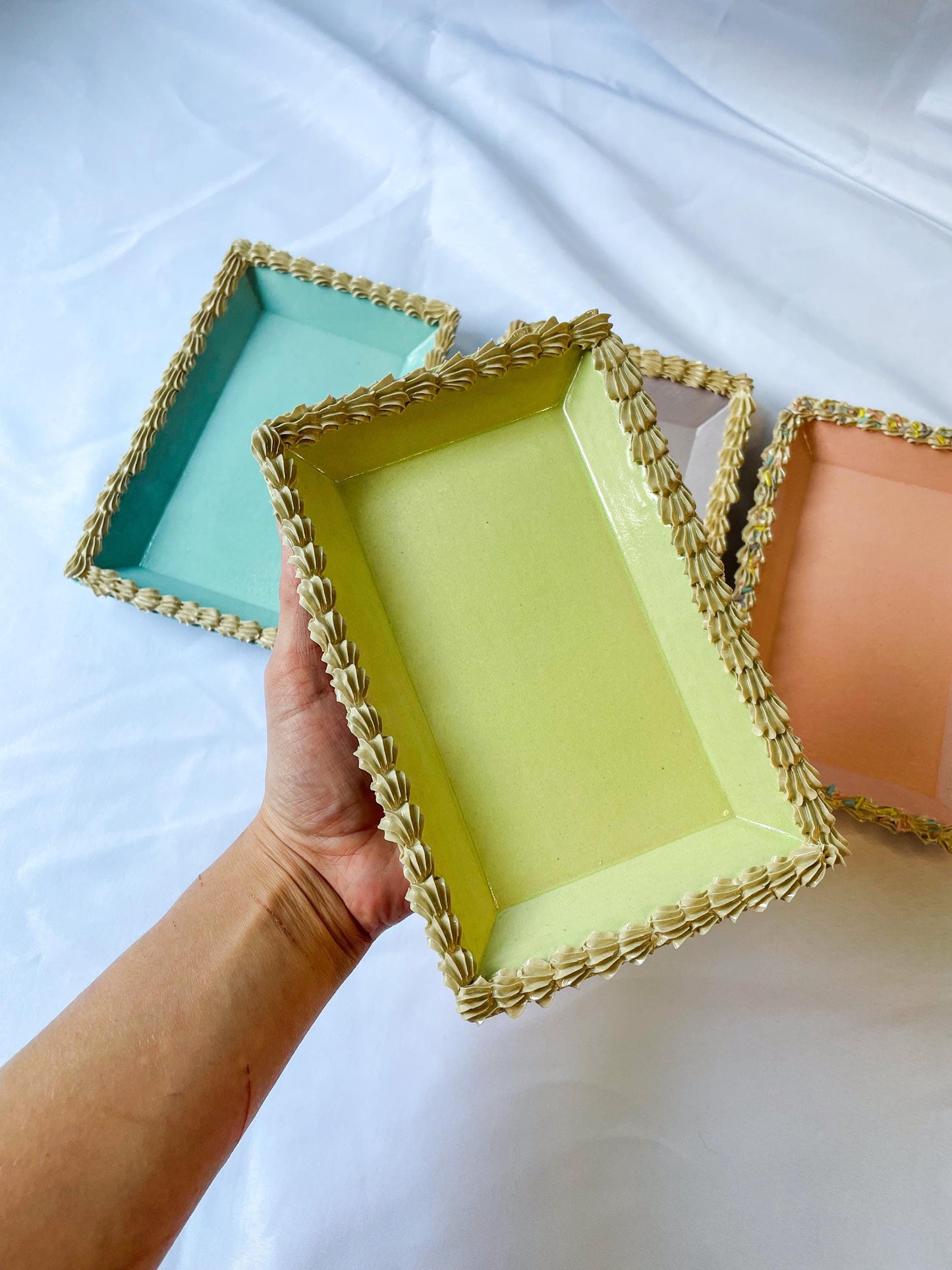 Rectanglular Ceramic “Cake” Trays