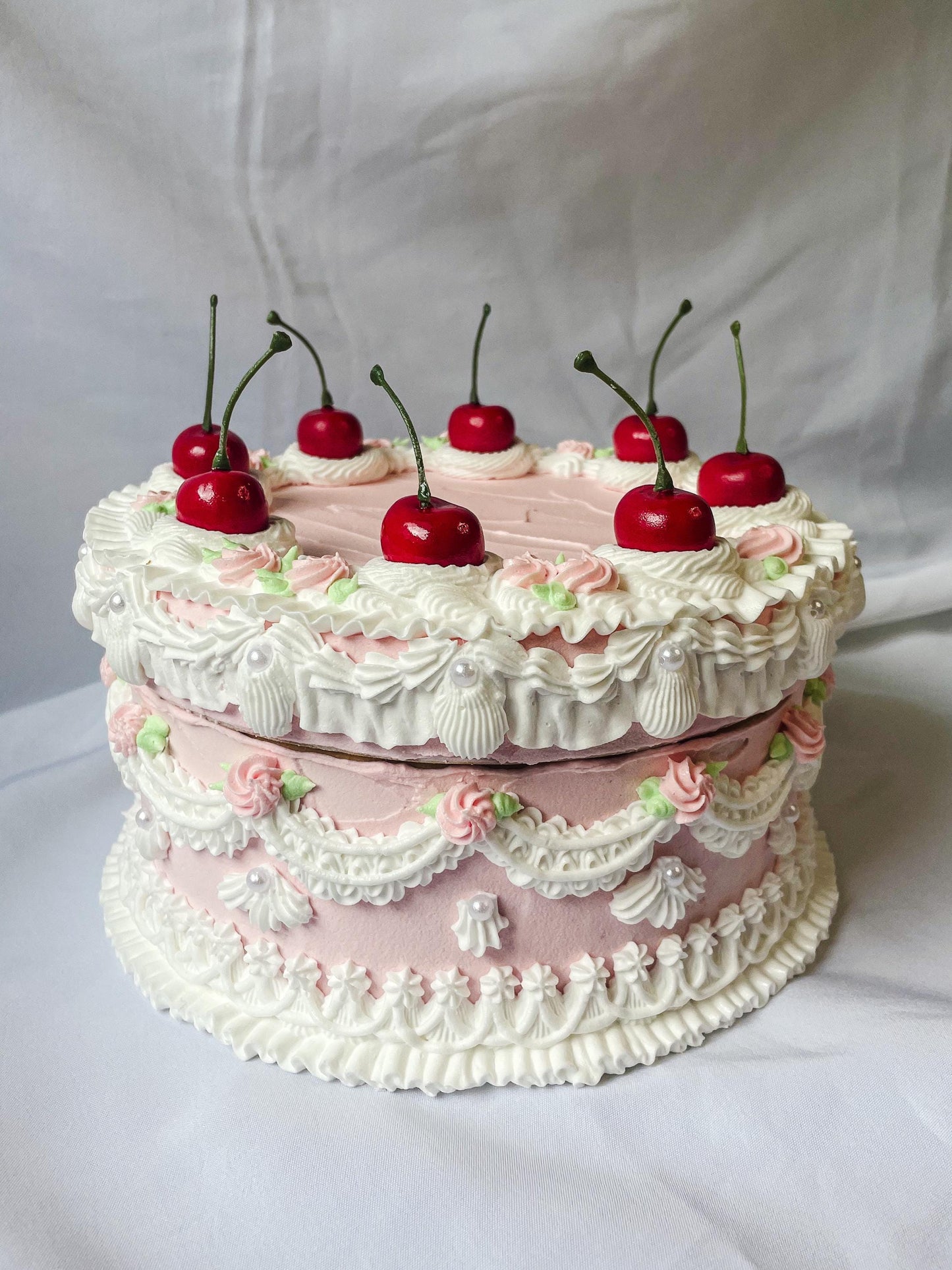 Lambeth Style Pink and White Fake Cake Box