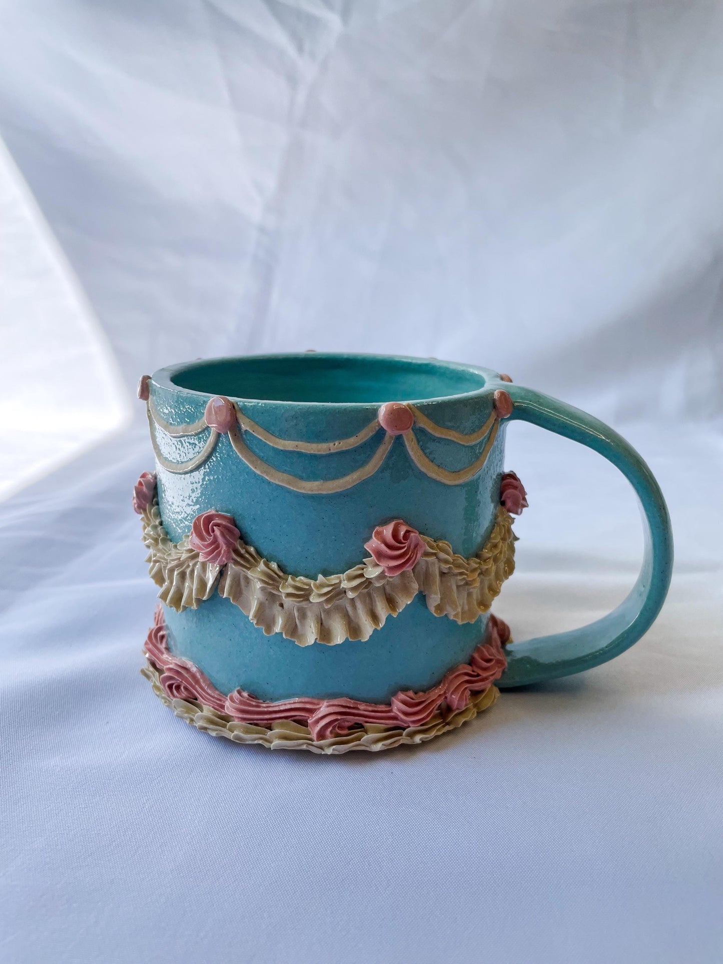 Light Blue and Pink Cake Mug