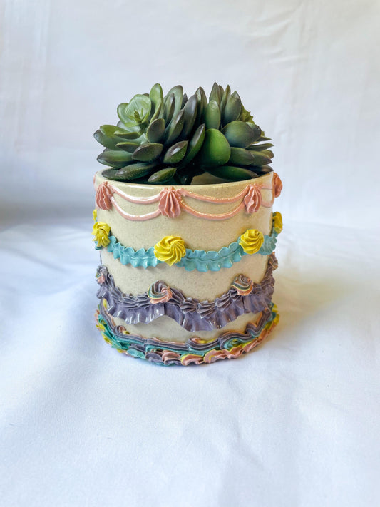 Rainbow Ceramic Cake Planter