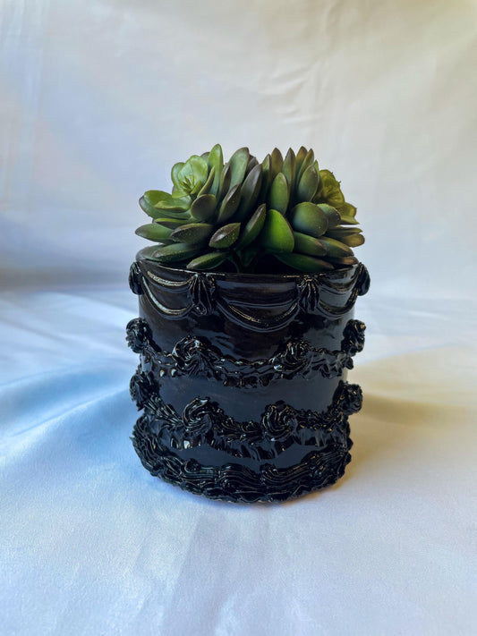 Gothic Black Ceramic Cake Planter