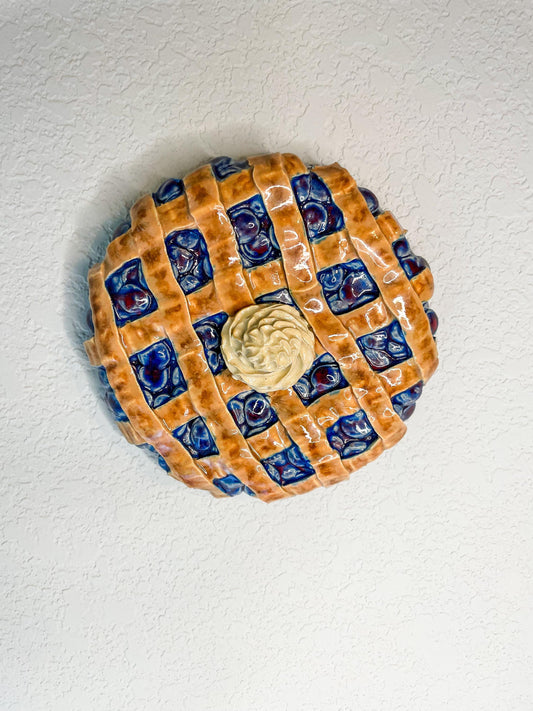 Ceramic Blueberry Pie Wall Hanging