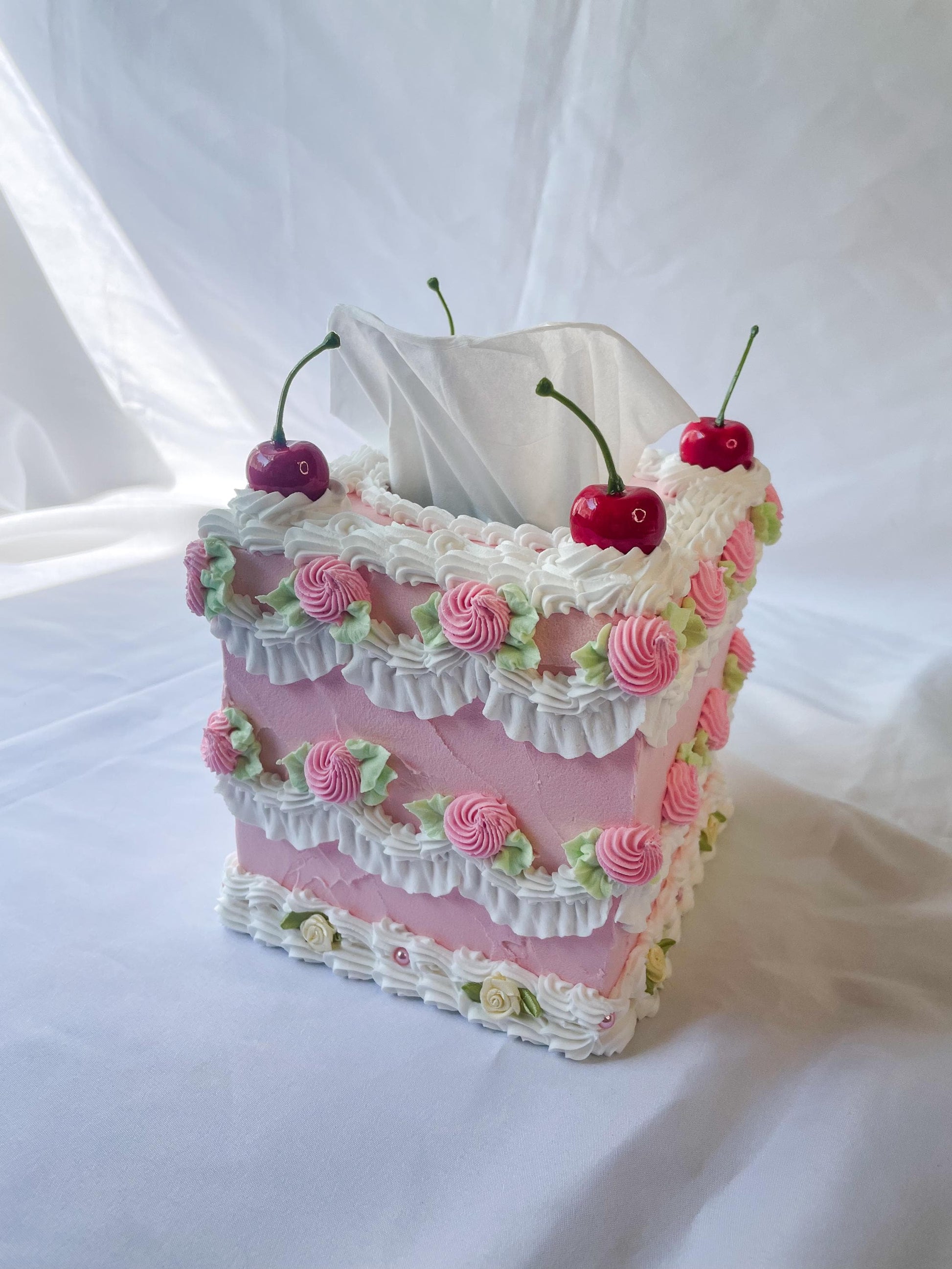 Vintage Pink Fake Cake Tissue Box Holders