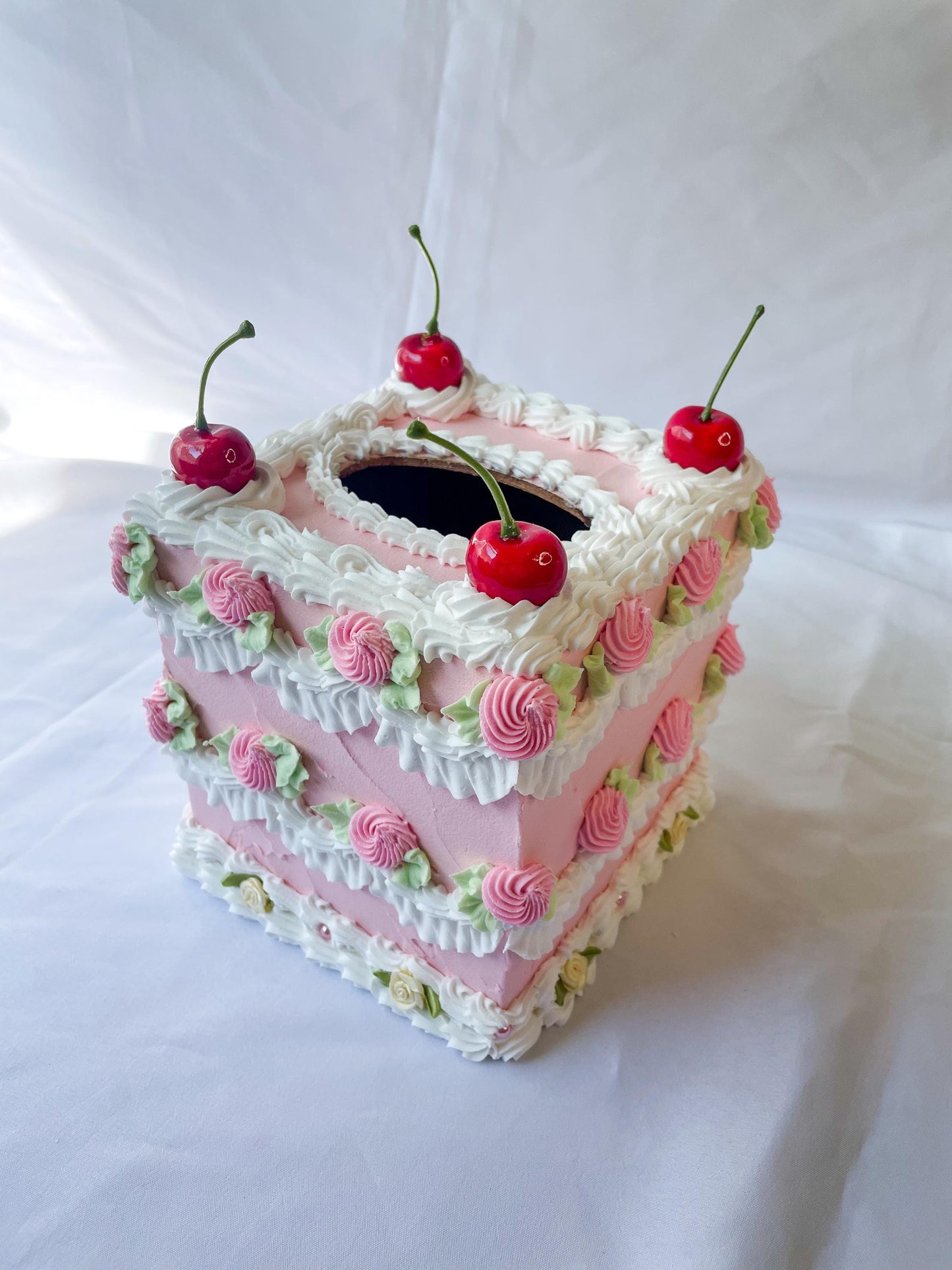 Vintage Pink Fake Cake Tissue Box Holders