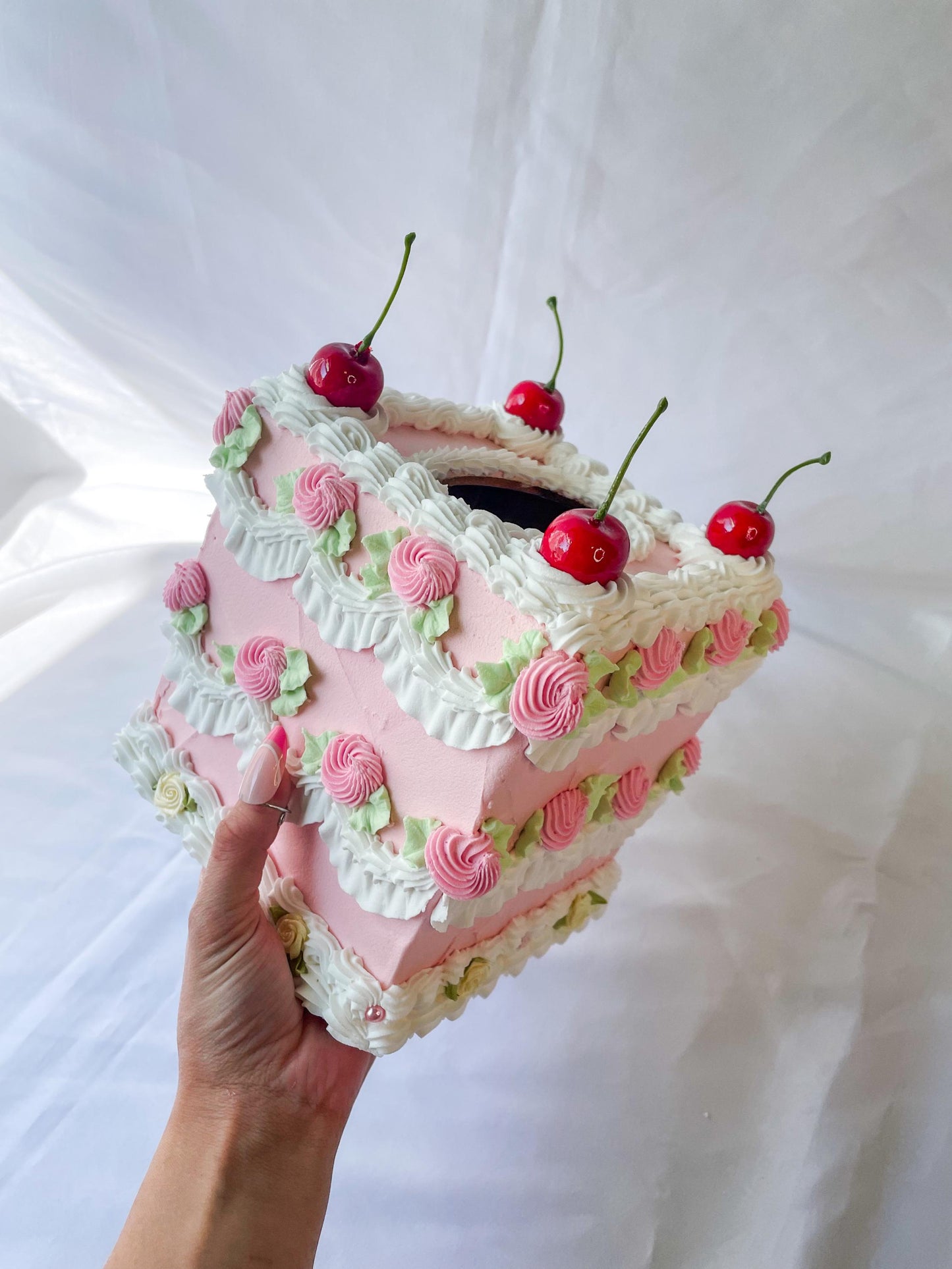 Vintage Pink Fake Cake Tissue Box Holders
