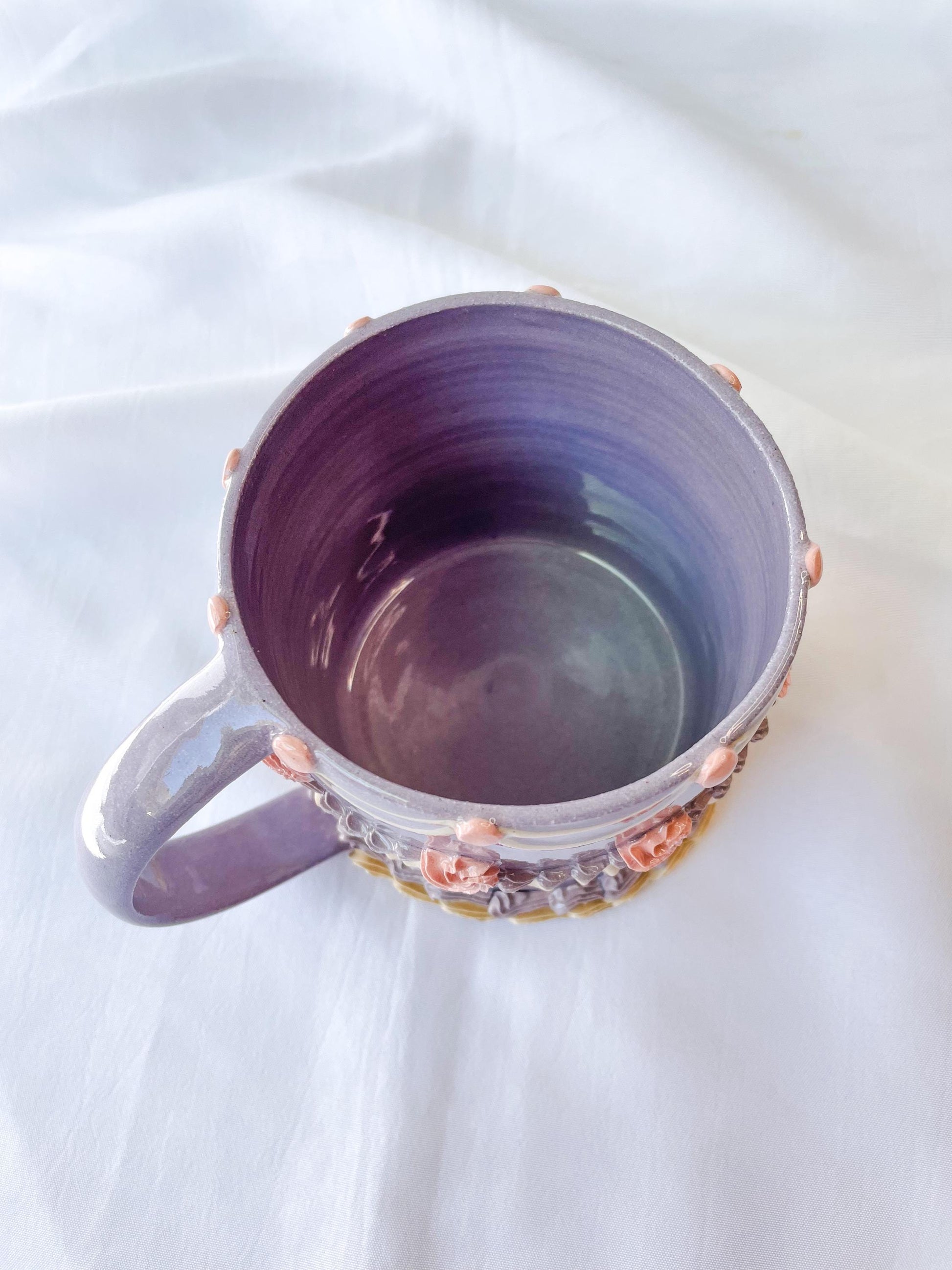 Vintage Purple and Pink Ceramic Cake Mug