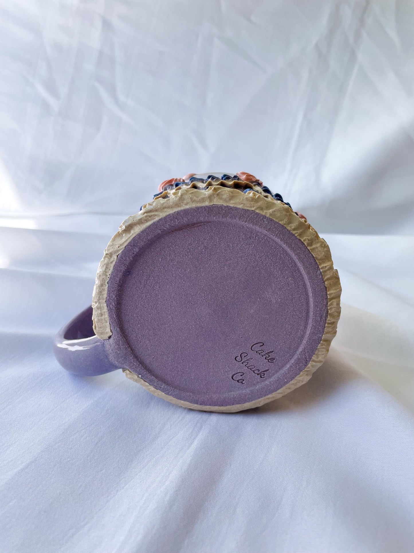 Vintage Purple and Pink Ceramic Cake Mug