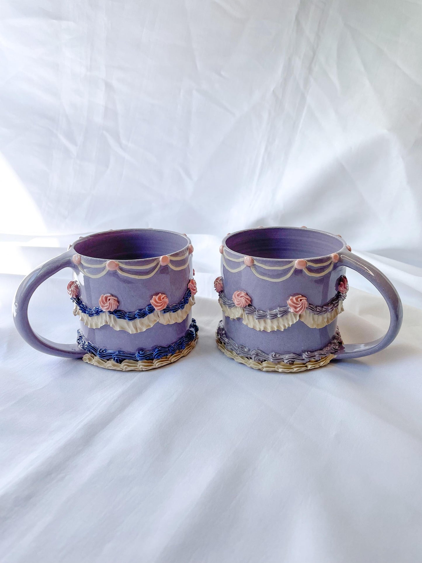 Vintage Purple and Pink Ceramic Cake Mug