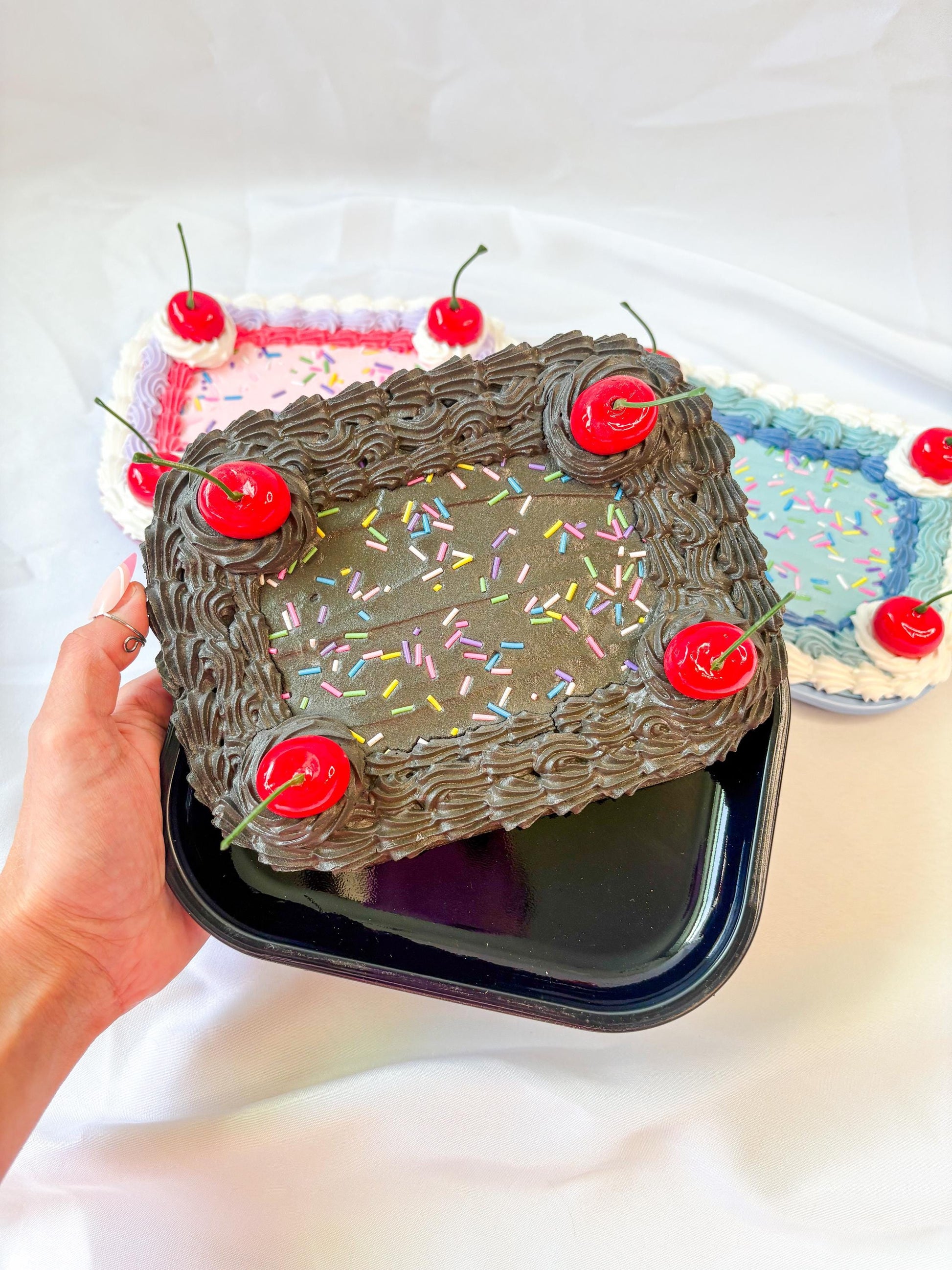 Fake Cake Decorative Tray with a Magnetic Lid