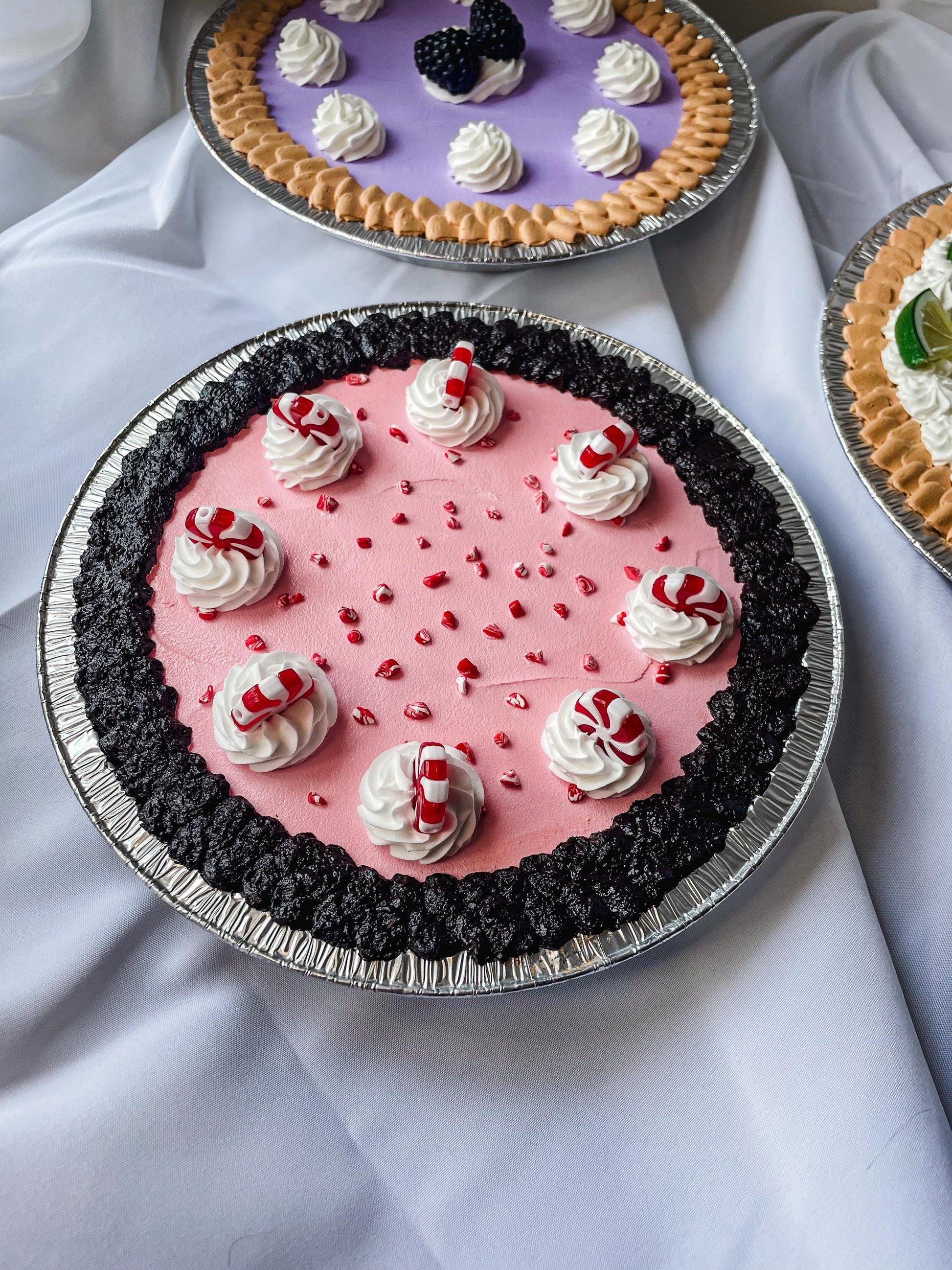 Customizable Fake 8inch Traditional Pies - Pumpkin, Chocolate, Pecan and Peppermint