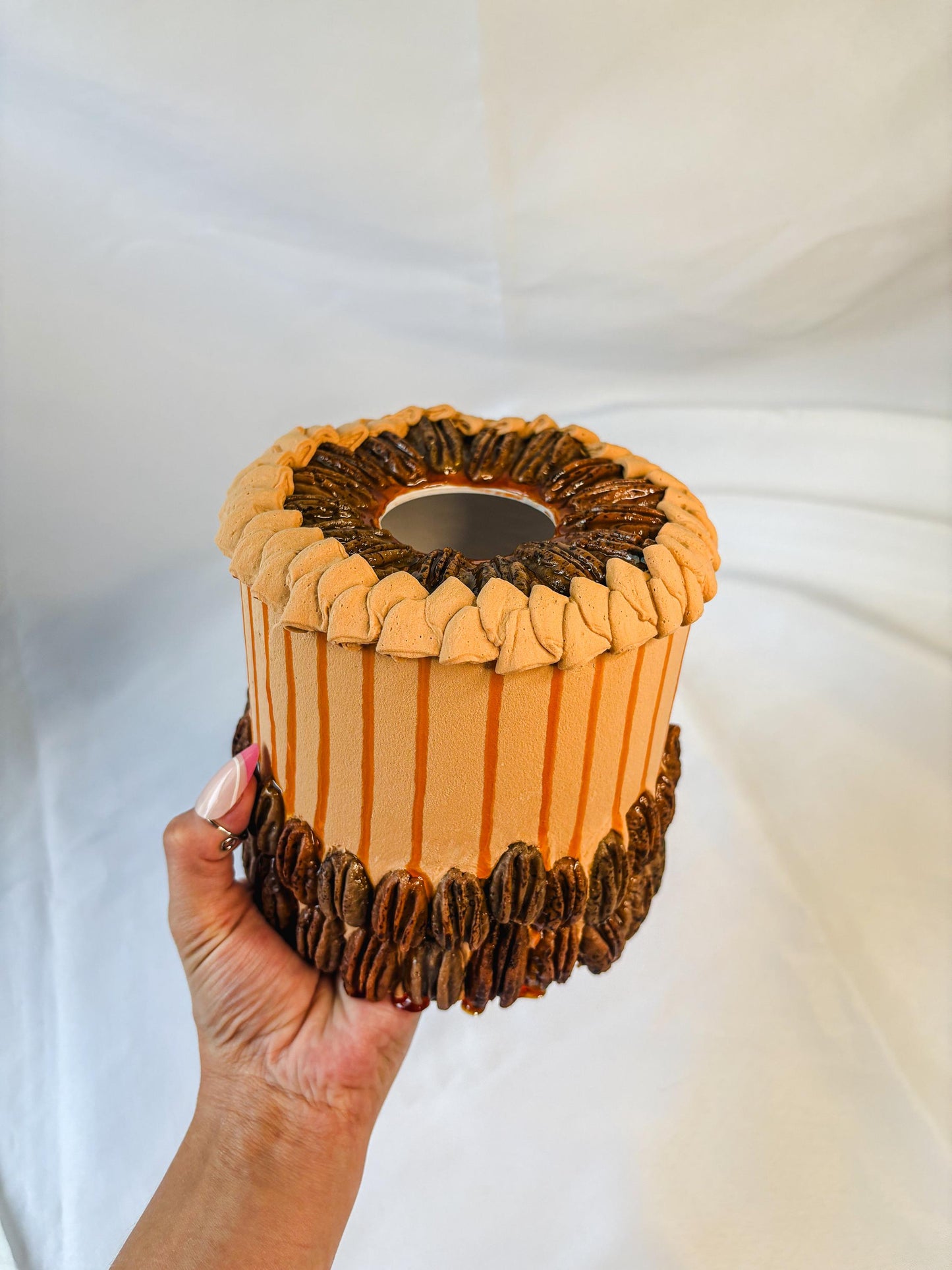 Fake Pecan Pie Tissue Holder