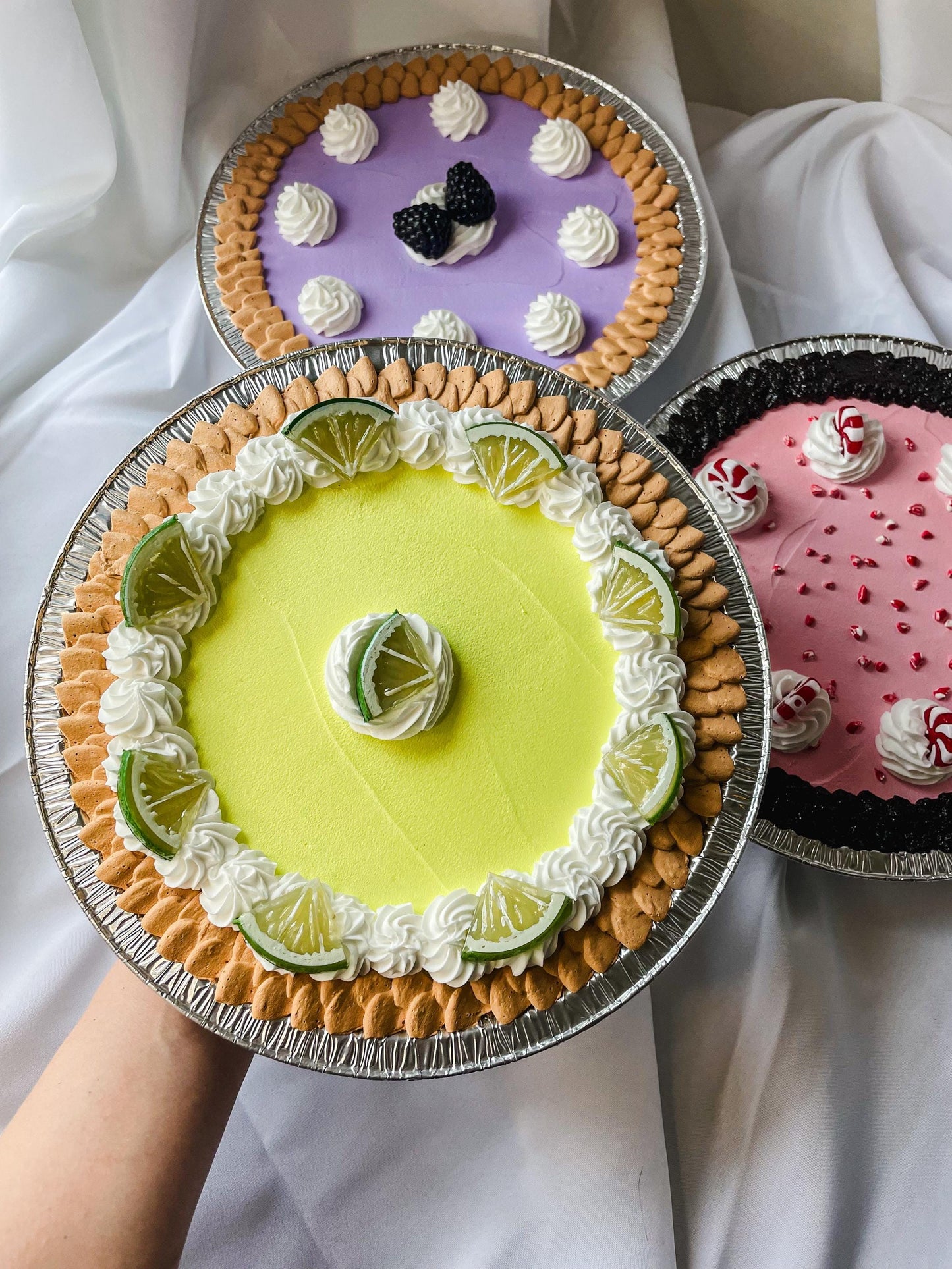 Customizable Fake 8inch Fruit Pies - Lemon, Key Lime, Banana and Tangerine