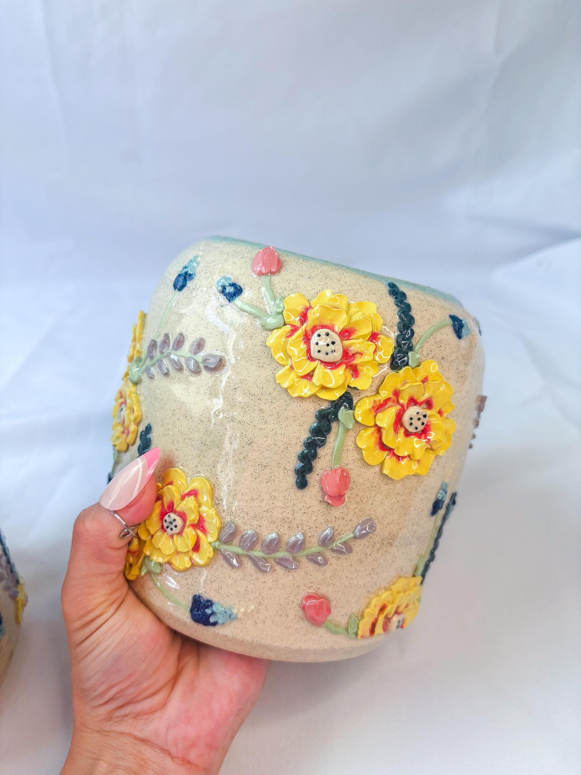 Texas Wildflower Ceramic Cake Table Lamp