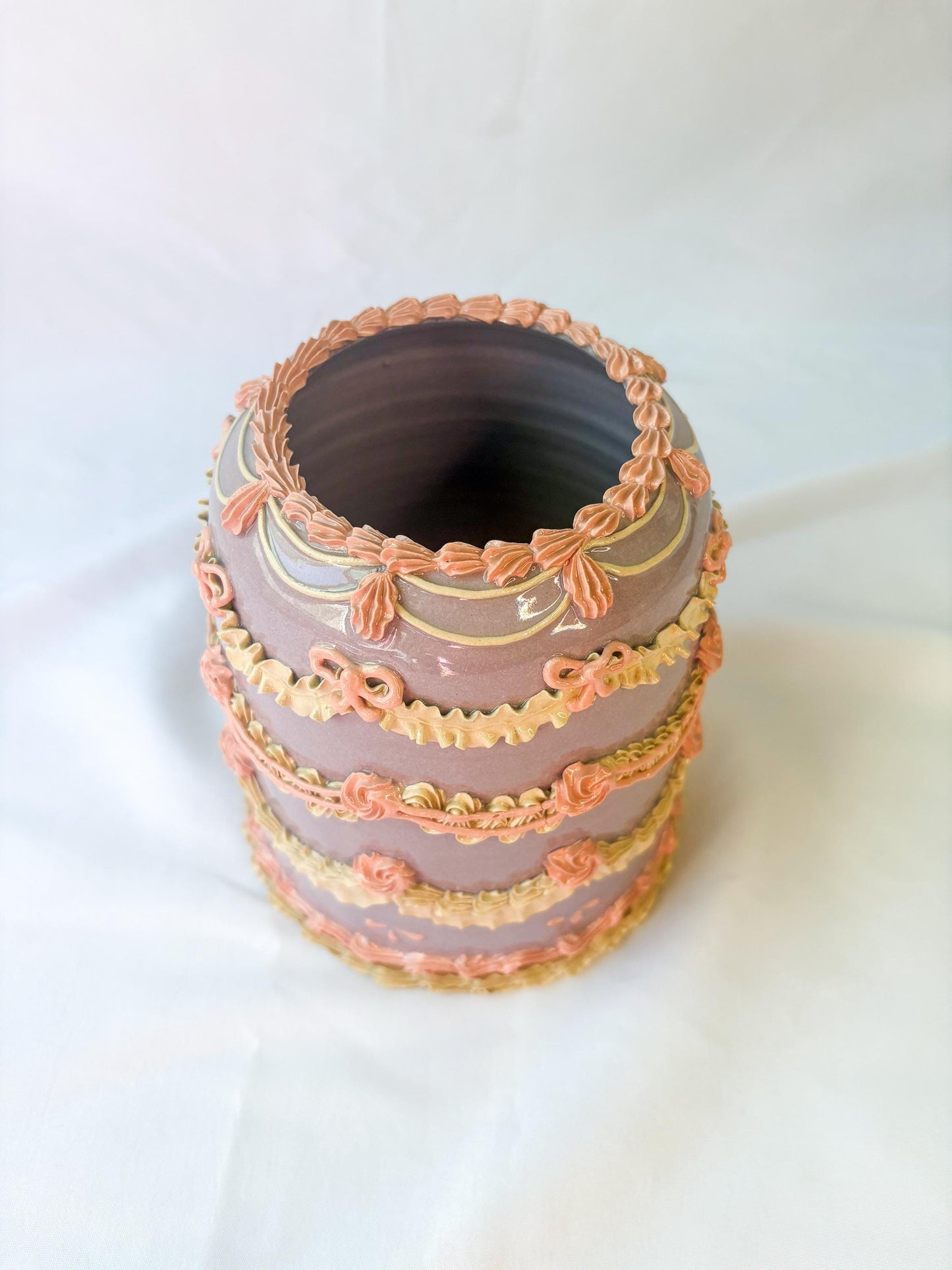 Purple and Pink Ceramic Cake Table Lamp