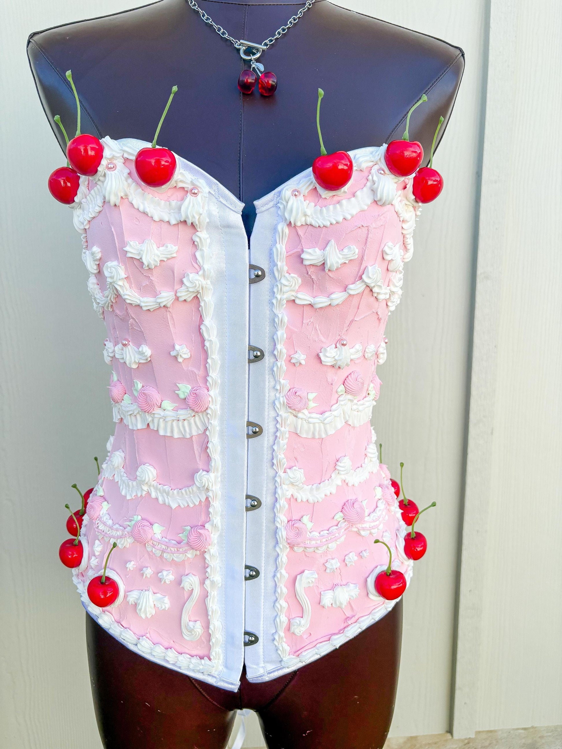 Pink and White Cake Corset