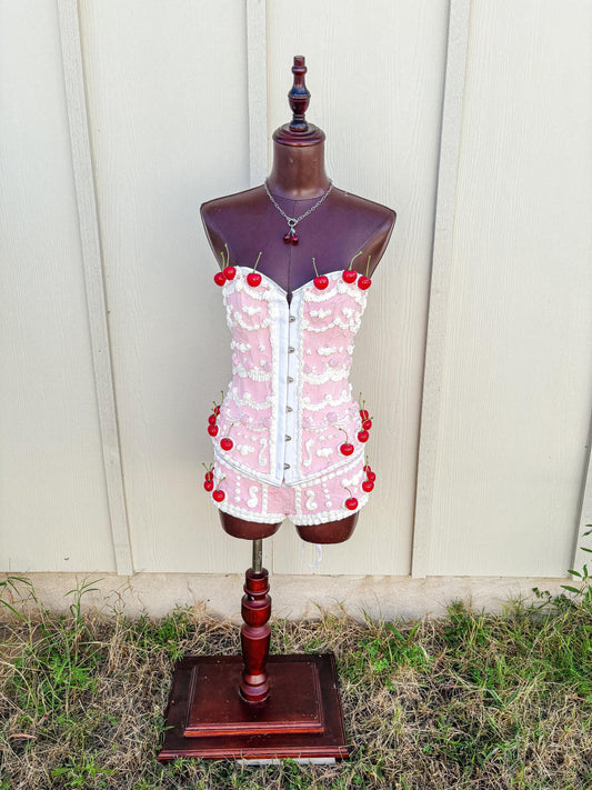Pink and White Cake Corset with Shorts