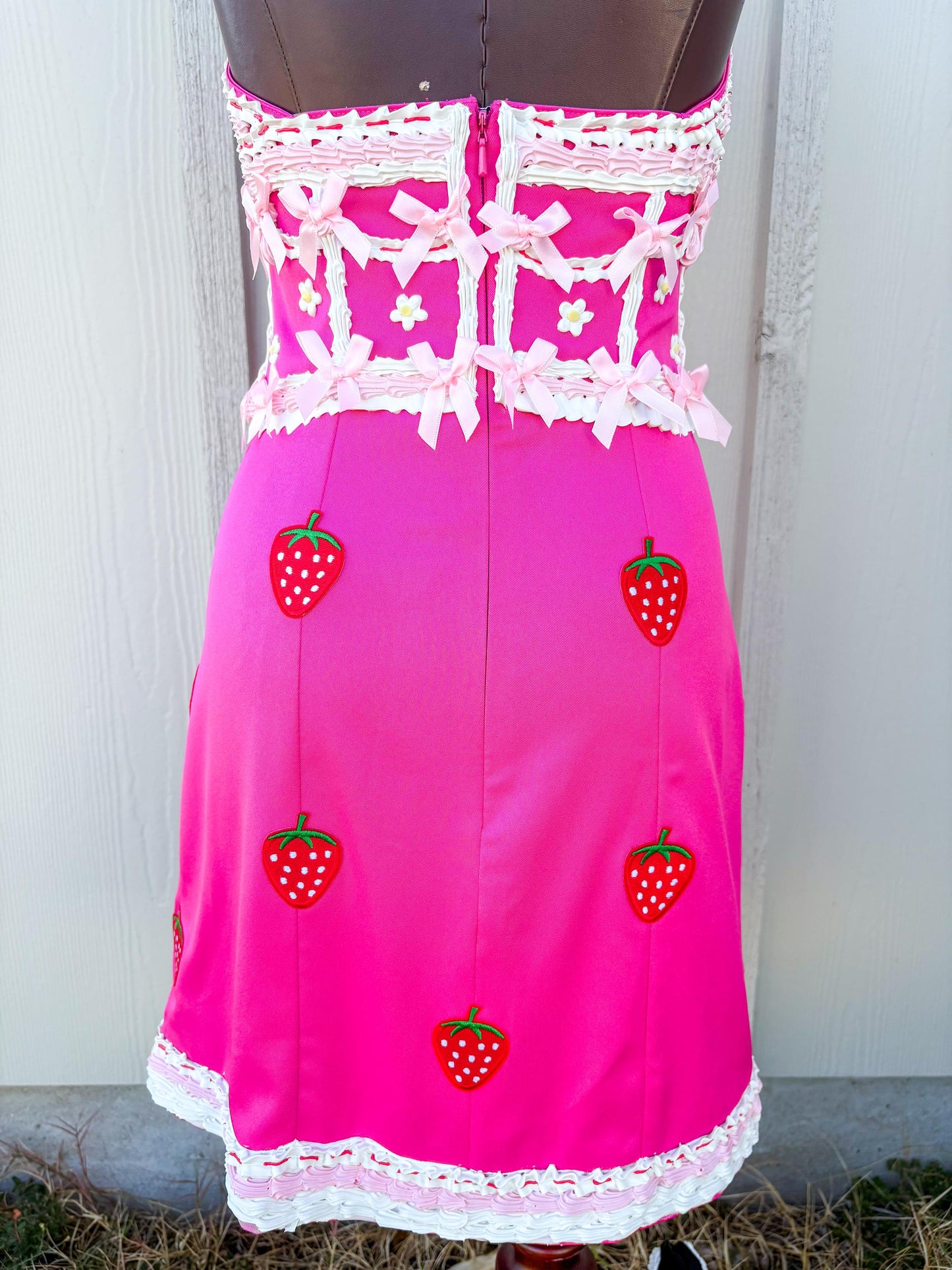 Strawberry Shortcake inspired Dress - Pink Cottagecore Dessert-Inspired Costume