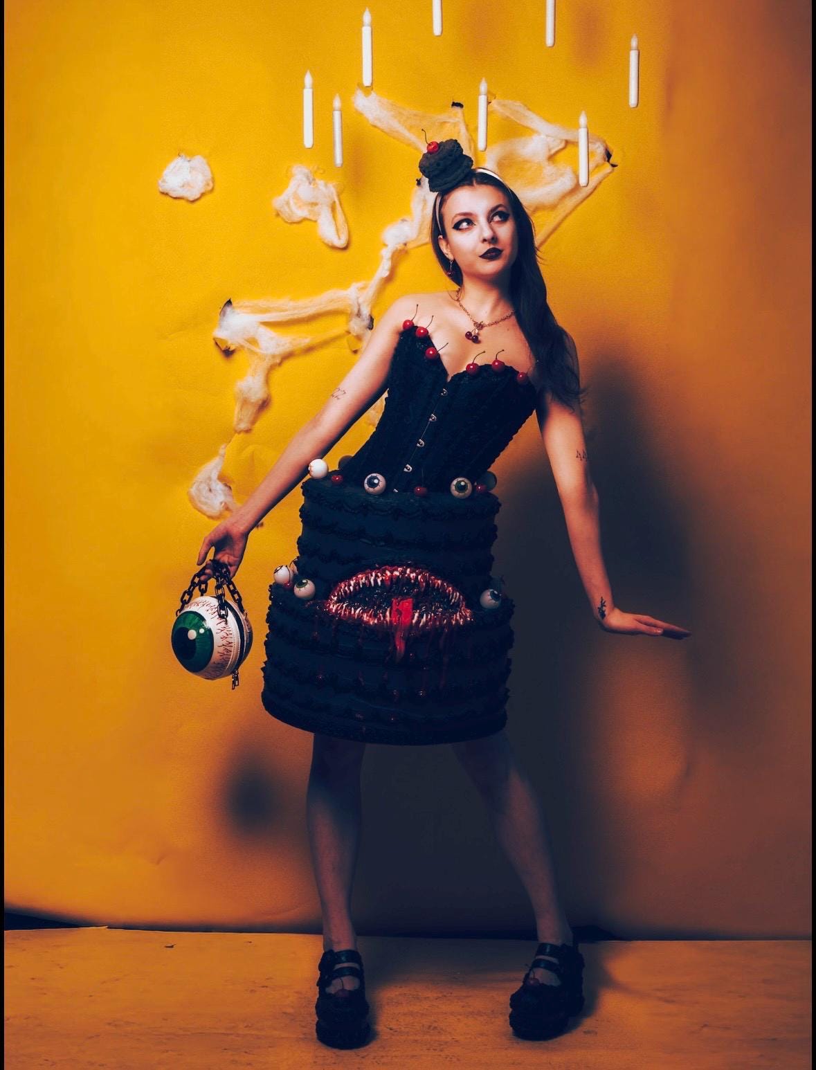 Gothic Tiered Monster Cake Dress - Handmade wearable art