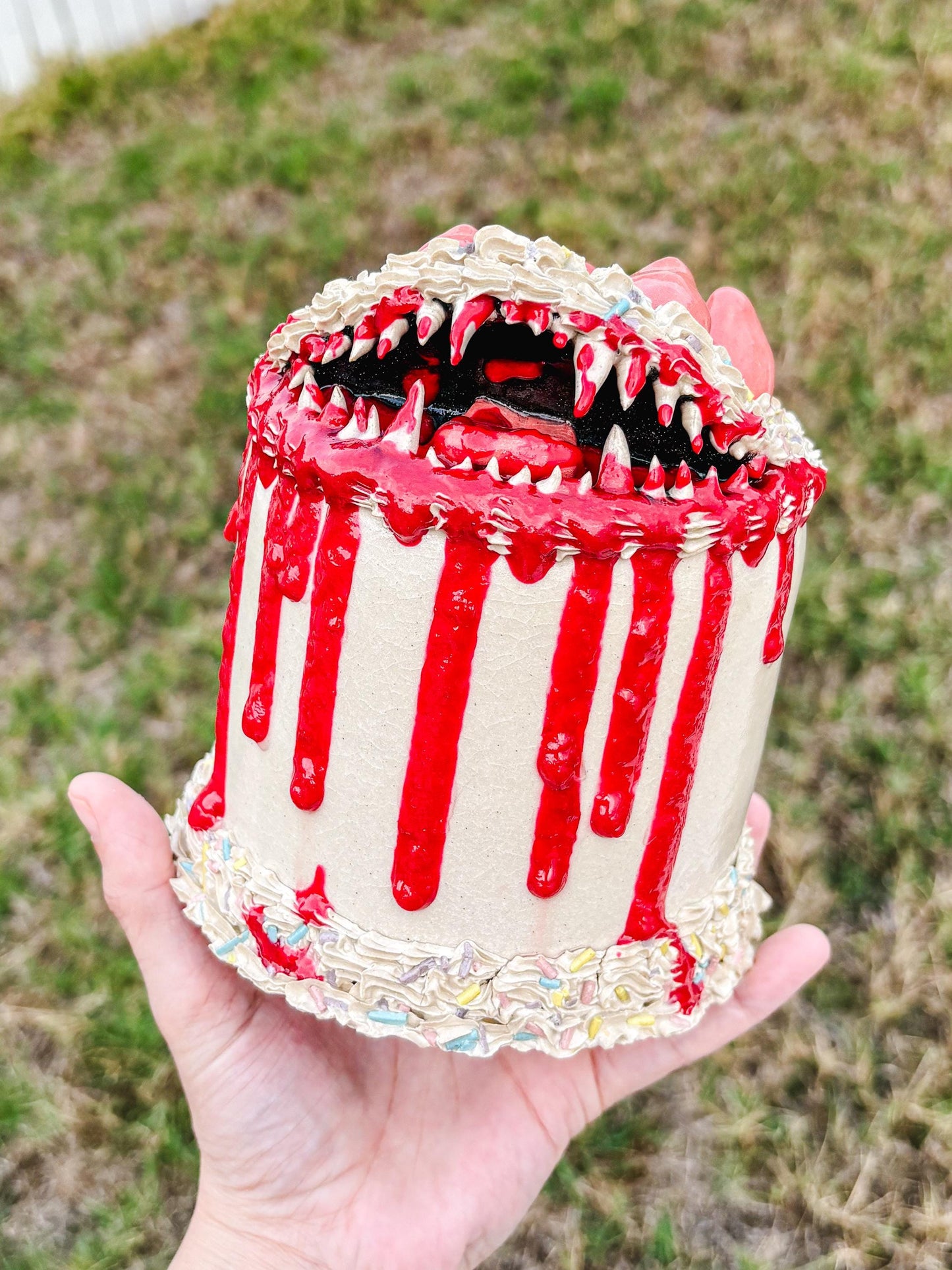 Ceramic Cake Monster Sculpture