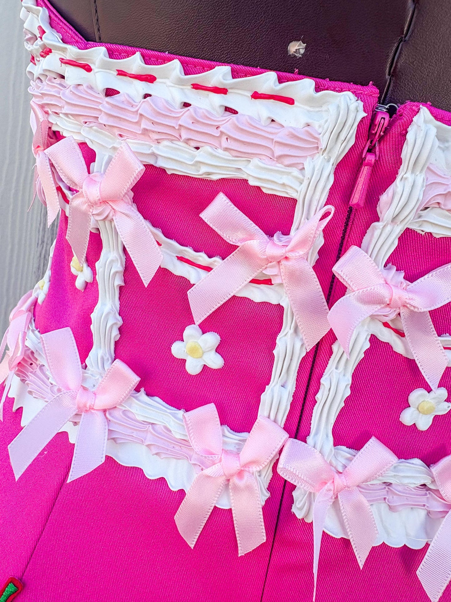 Strawberry Shortcake inspired Dress - Pink Cottagecore Dessert-Inspired Costume