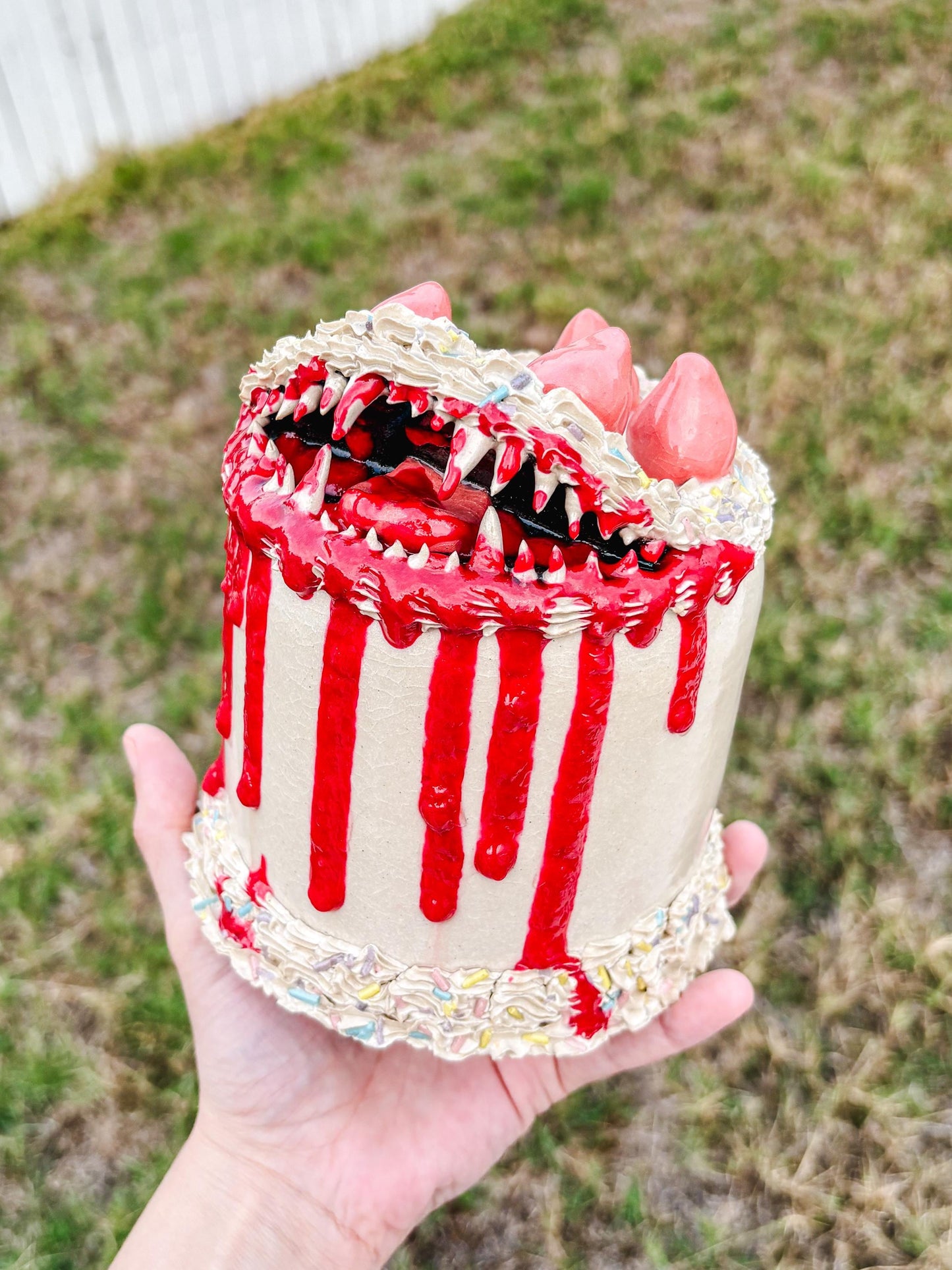 Ceramic Cake Monster Sculpture