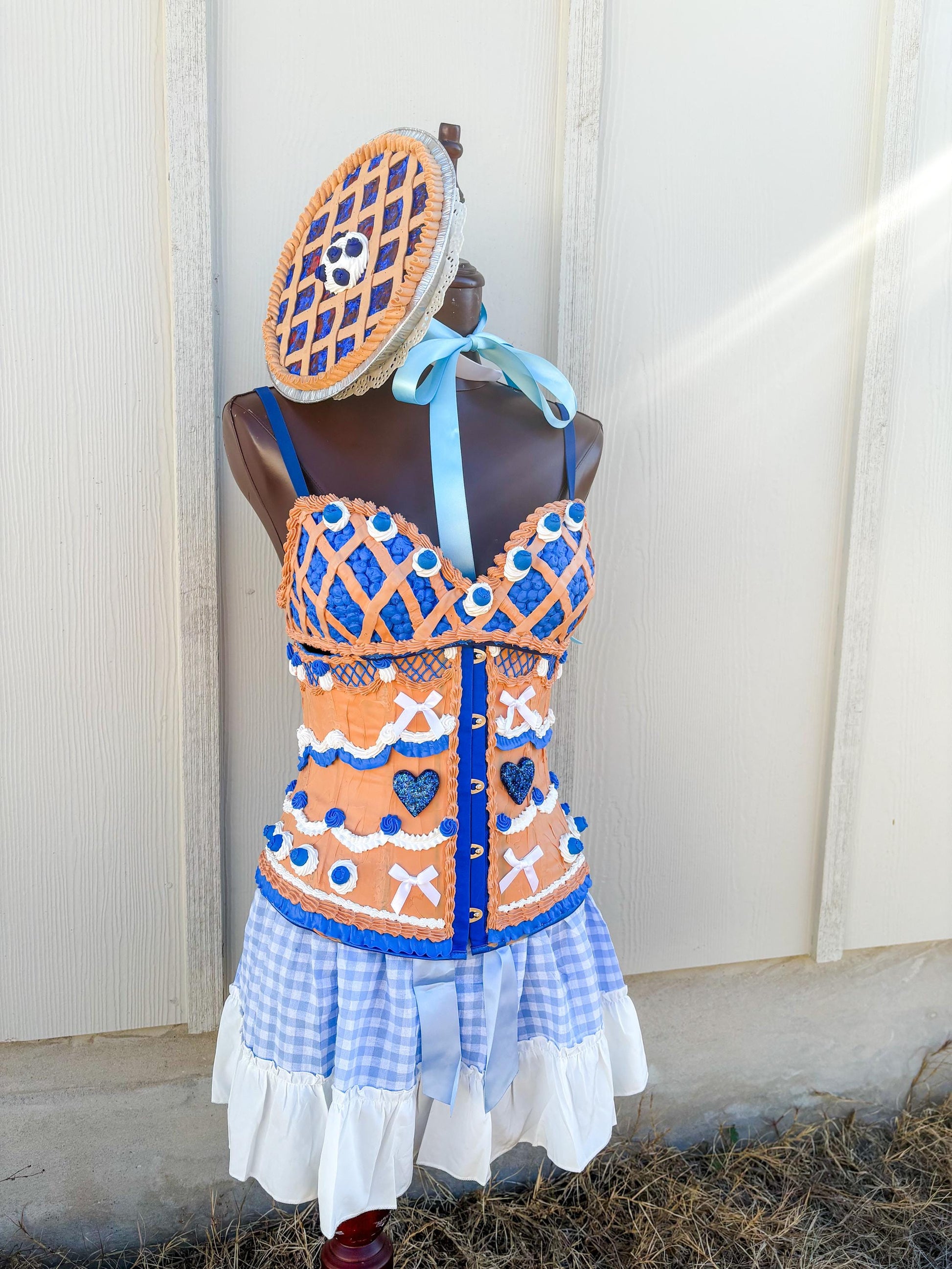Cherry Pie Pin-Up Costume - Cherry Pie Bra and Corset Top & Red Gingham Skirt