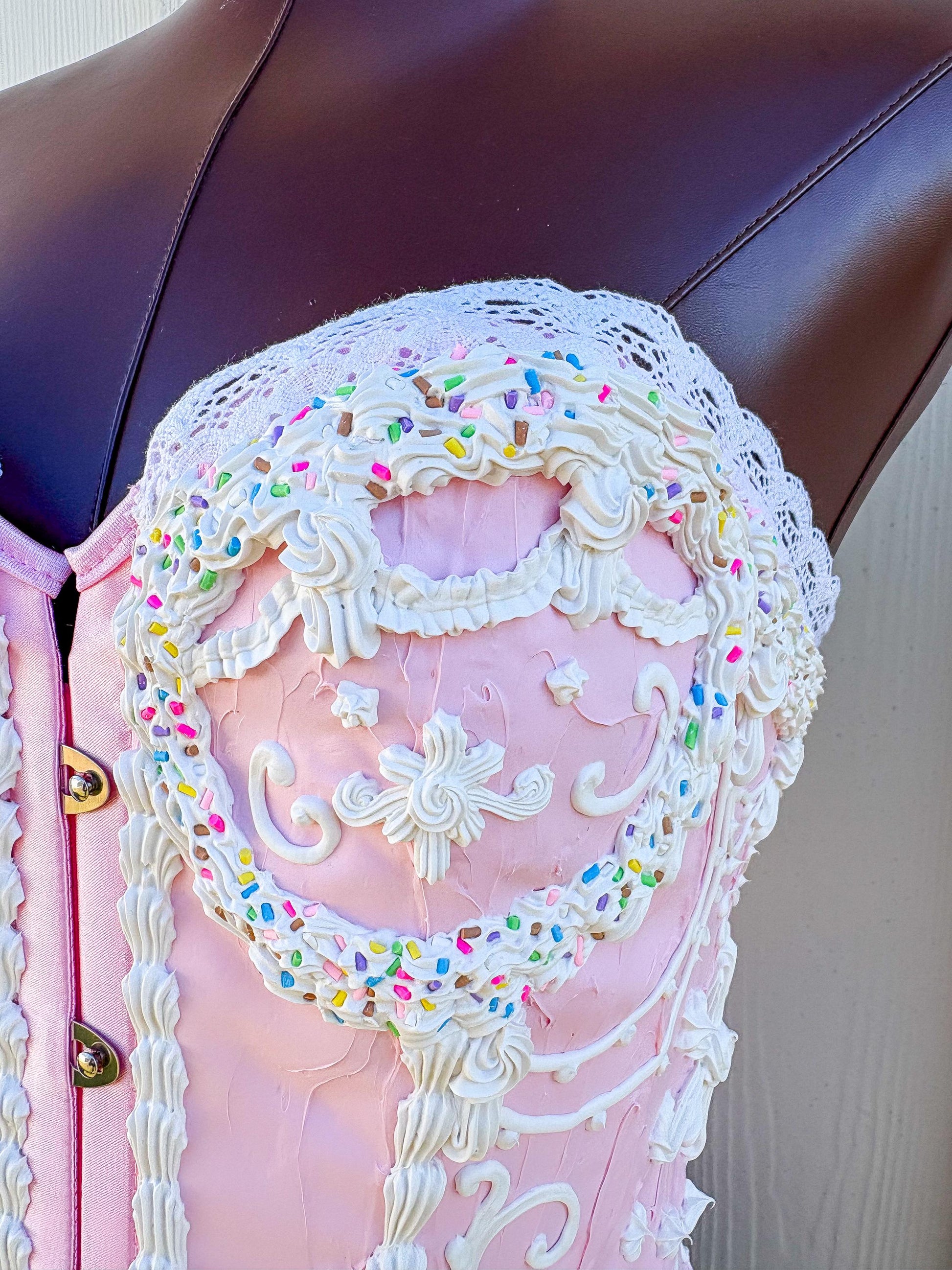 Pink and White Cake Corset