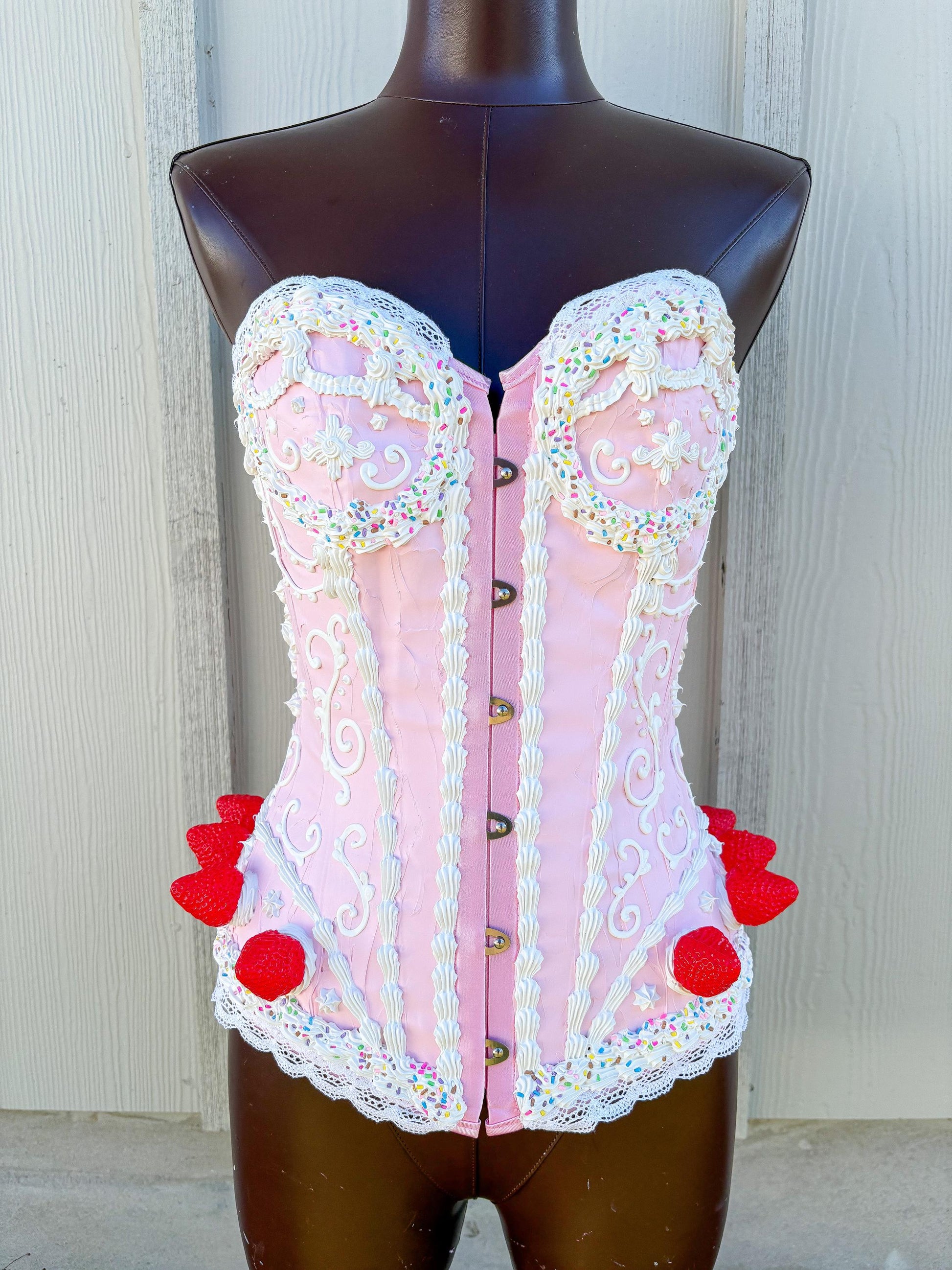 Pink and White Cake Corset