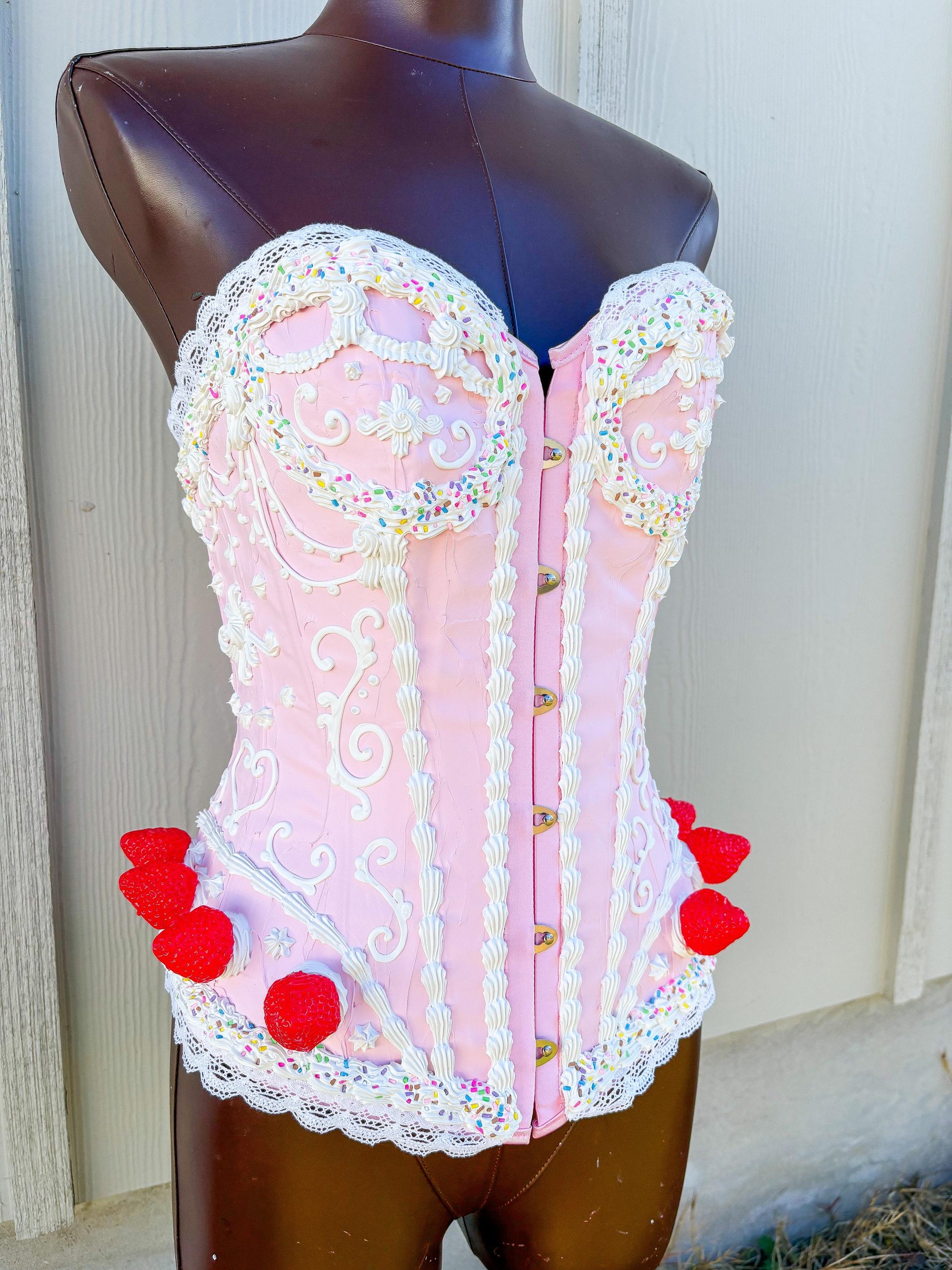 Pink and White Cake Corset