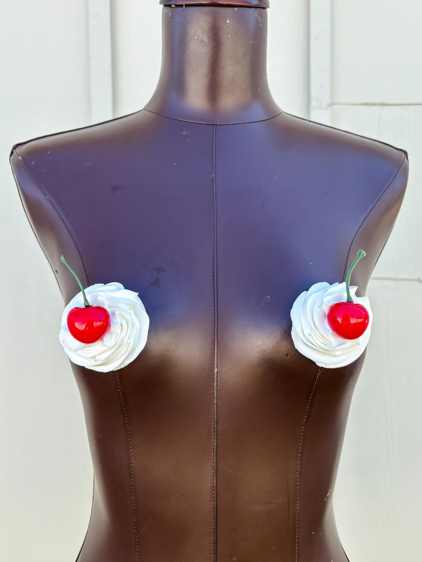 Whipped Cream Pasties with Cherry – Handmade Cake-Inspired Nipple Covers | Kawaii Dessert Lingerie | Rave, Festival, Boudoir Accessory