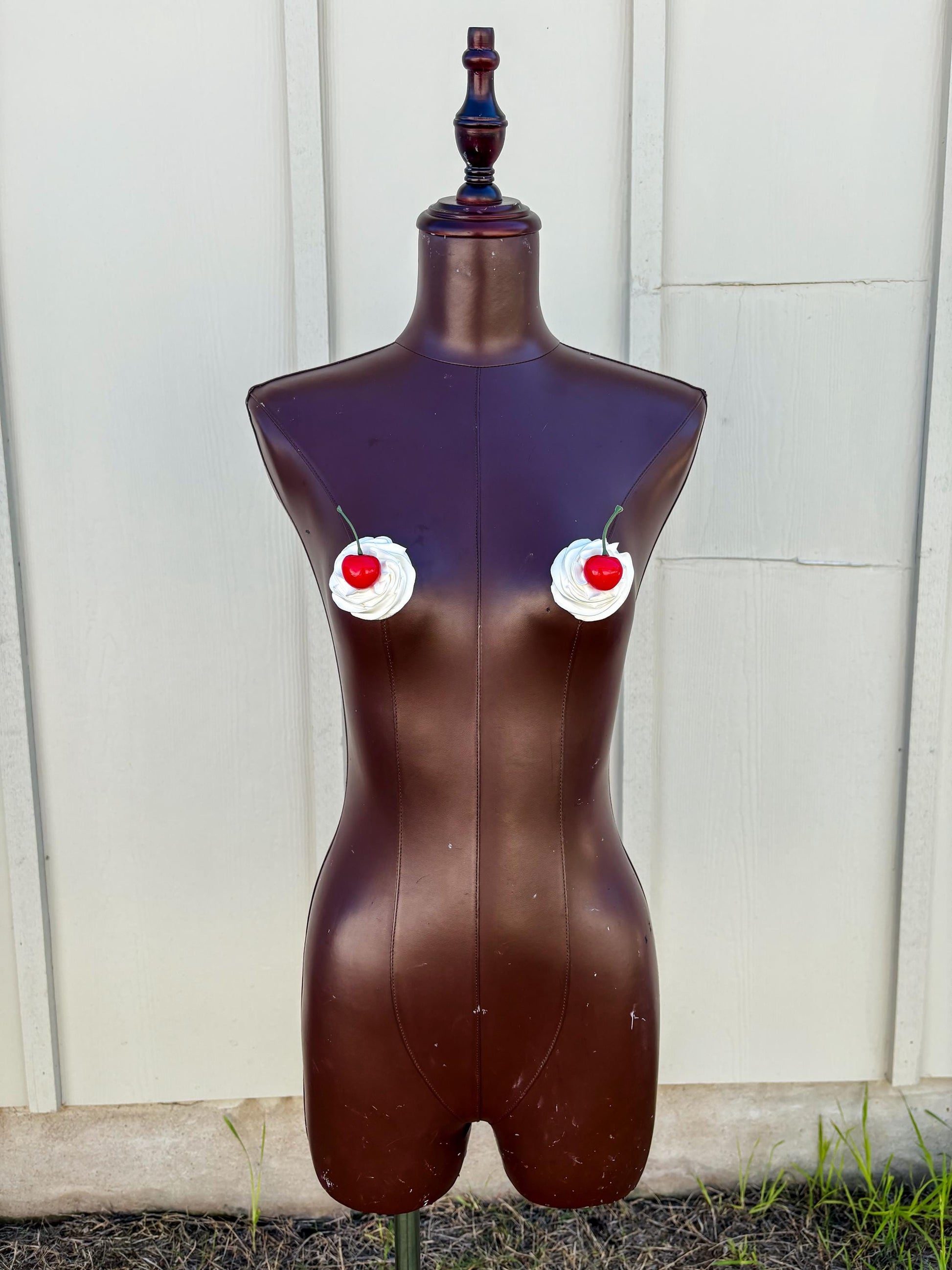 Whipped Cream Pasties with Cherry – Handmade Cake-Inspired Nipple Covers | Kawaii Dessert Lingerie | Rave, Festival, Boudoir Accessory
