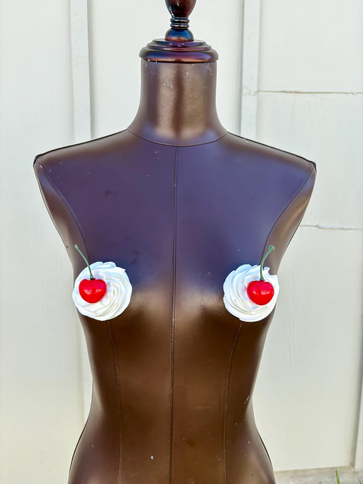 Whipped Cream Pasties with Cherry – Handmade Cake-Inspired Nipple Covers | Kawaii Dessert Lingerie | Rave, Festival, Boudoir Accessory