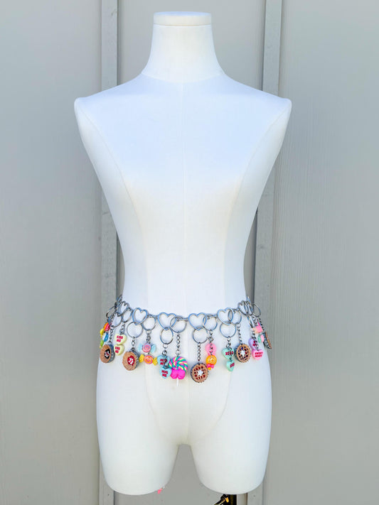 Candy Charm Waist Chain Belt – Kawaii Dessert Body Chain | Festival Jewelry, Rave Outfit, Y2K Charm Belt