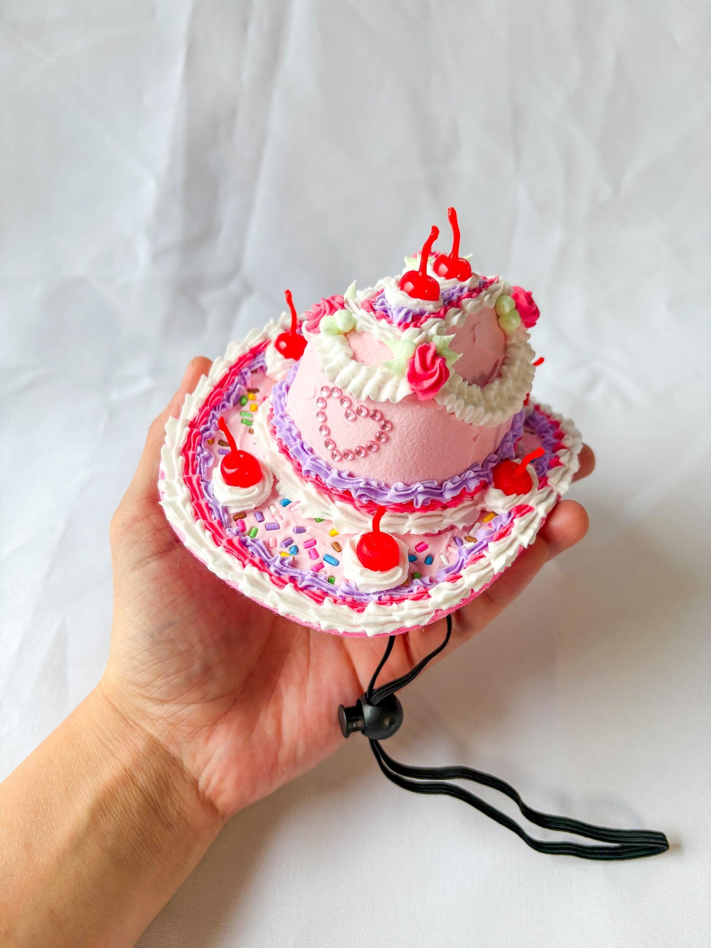 Cake Cowboy Hat for Pets | Fake Cake Pet Hat | Cherry Lambeth Style Dog & Cat Hat | Birthday Pet Costume | Cute Pet Photoshoot Accessory