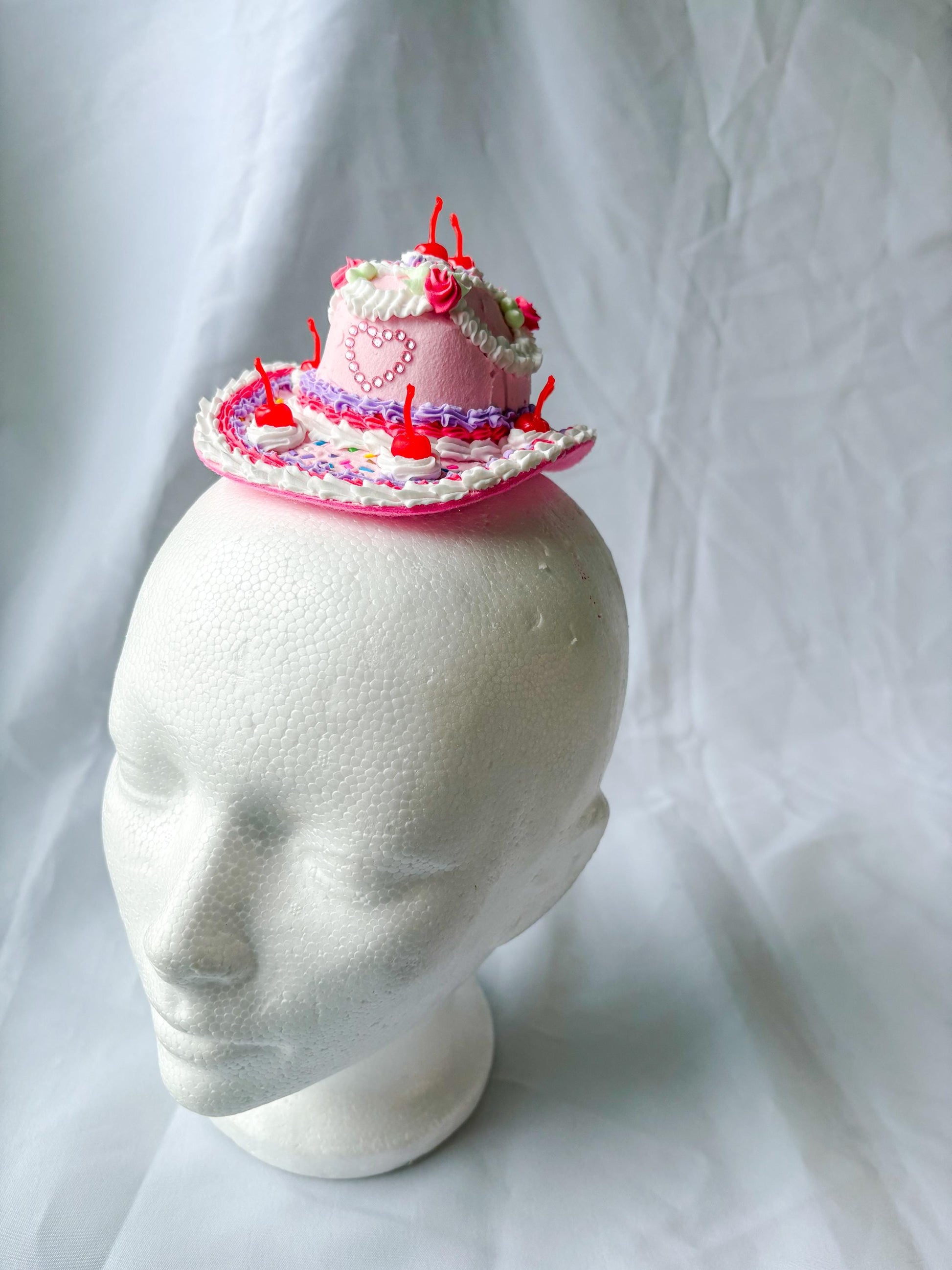 Cake Cowboy Hat for Pets | Fake Cake Pet Hat | Cherry Lambeth Style Dog & Cat Hat | Birthday Pet Costume | Cute Pet Photoshoot Accessory