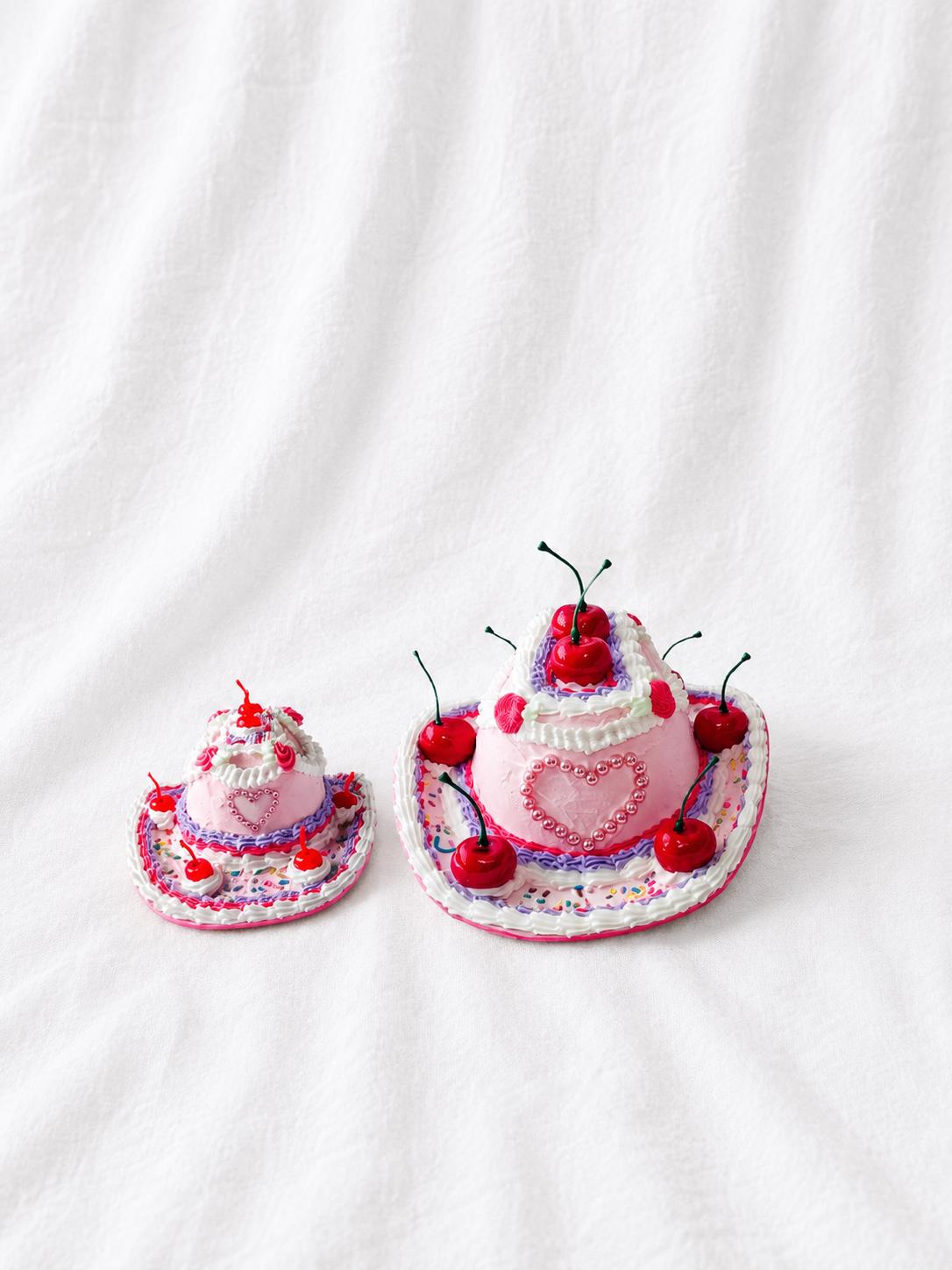Cake Cowboy Hat for Pets | Fake Cake Pet Hat | Cherry Lambeth Style Dog & Cat Hat | Birthday Pet Costume | Cute Pet Photoshoot Accessory