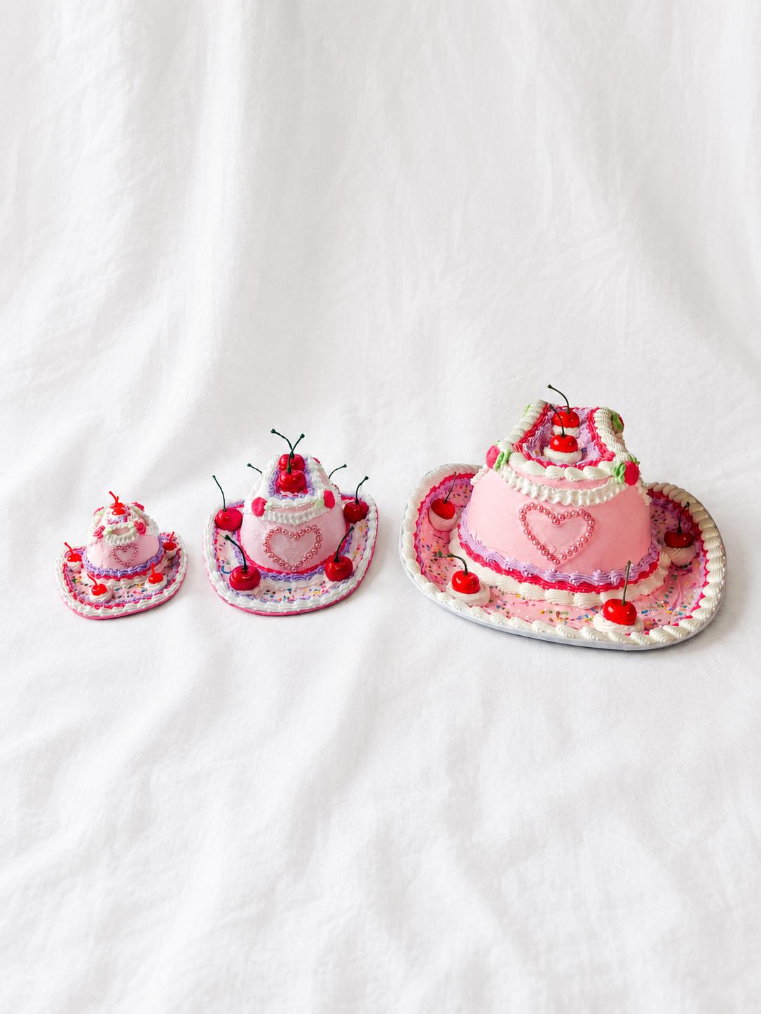 Cake Cowboy Hat for Pets | Fake Cake Pet Hat | Cherry Lambeth Style Dog & Cat Hat | Birthday Pet Costume | Cute Pet Photoshoot Accessory