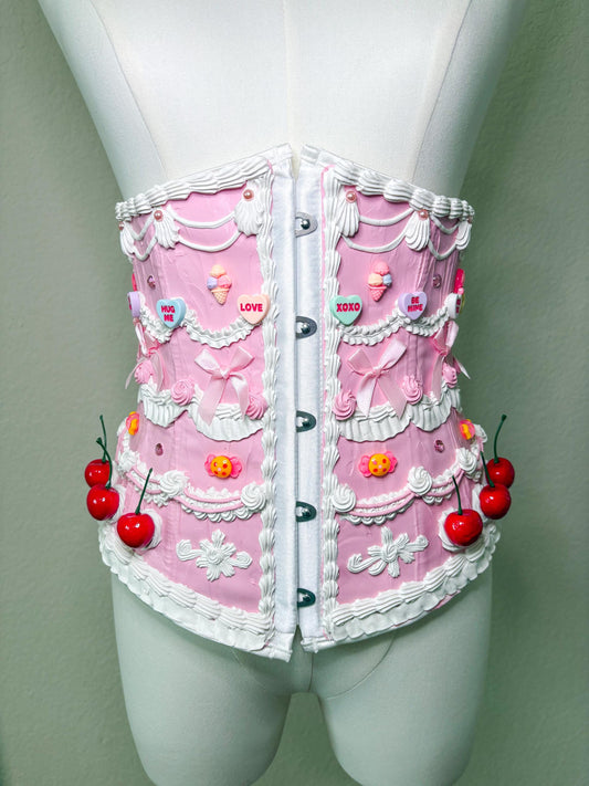 Customizable Cake Waist Corset | Dessert-Inspired Waist Corset | Wearable Cake Art | Candy Land & Cherry Cake Couture