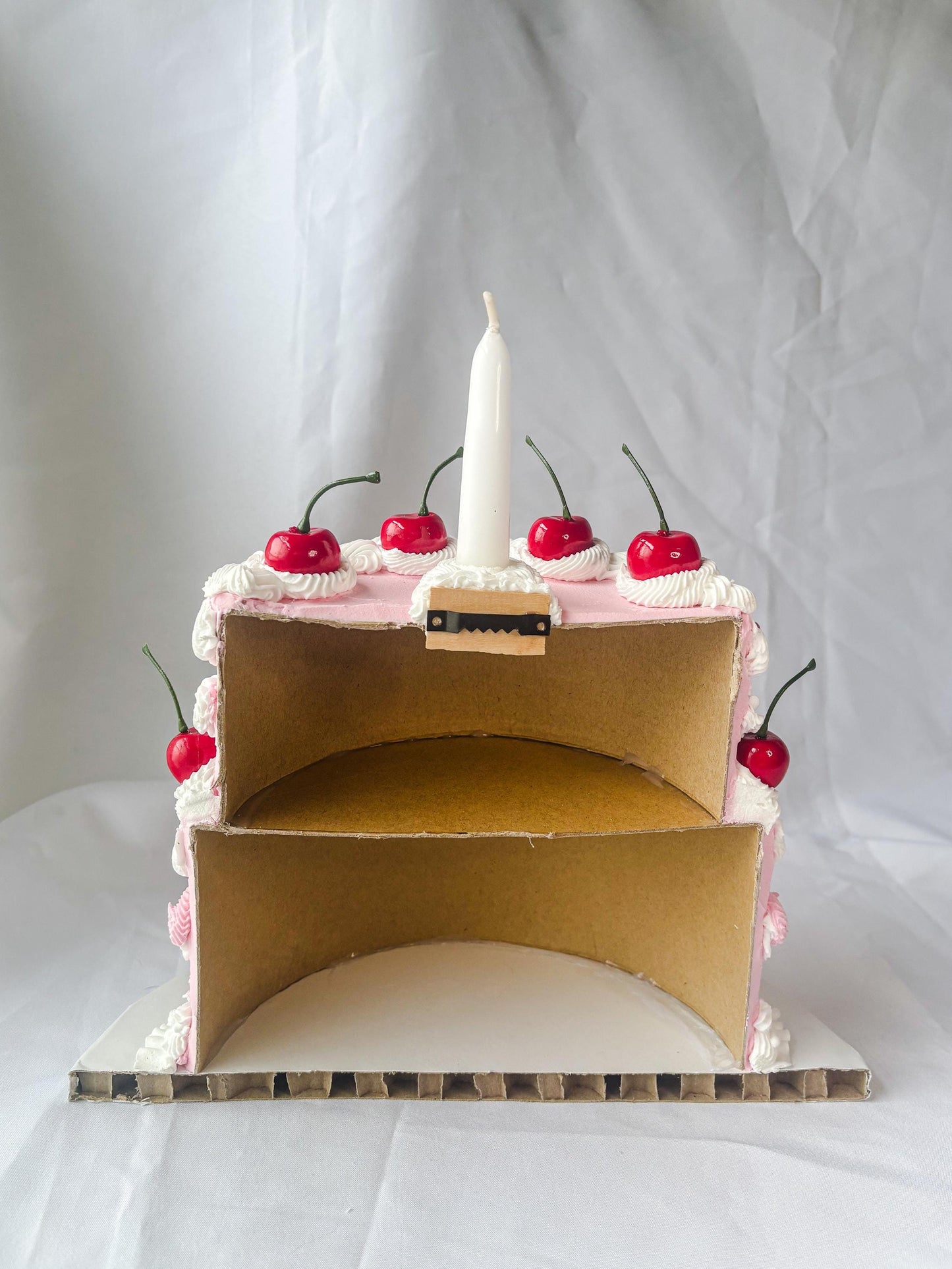 Cherry Birthday Cake Wall Hanging | Faux Cake Decor | Pink Lambeth Style Fake Cake | Coquette Wall Art