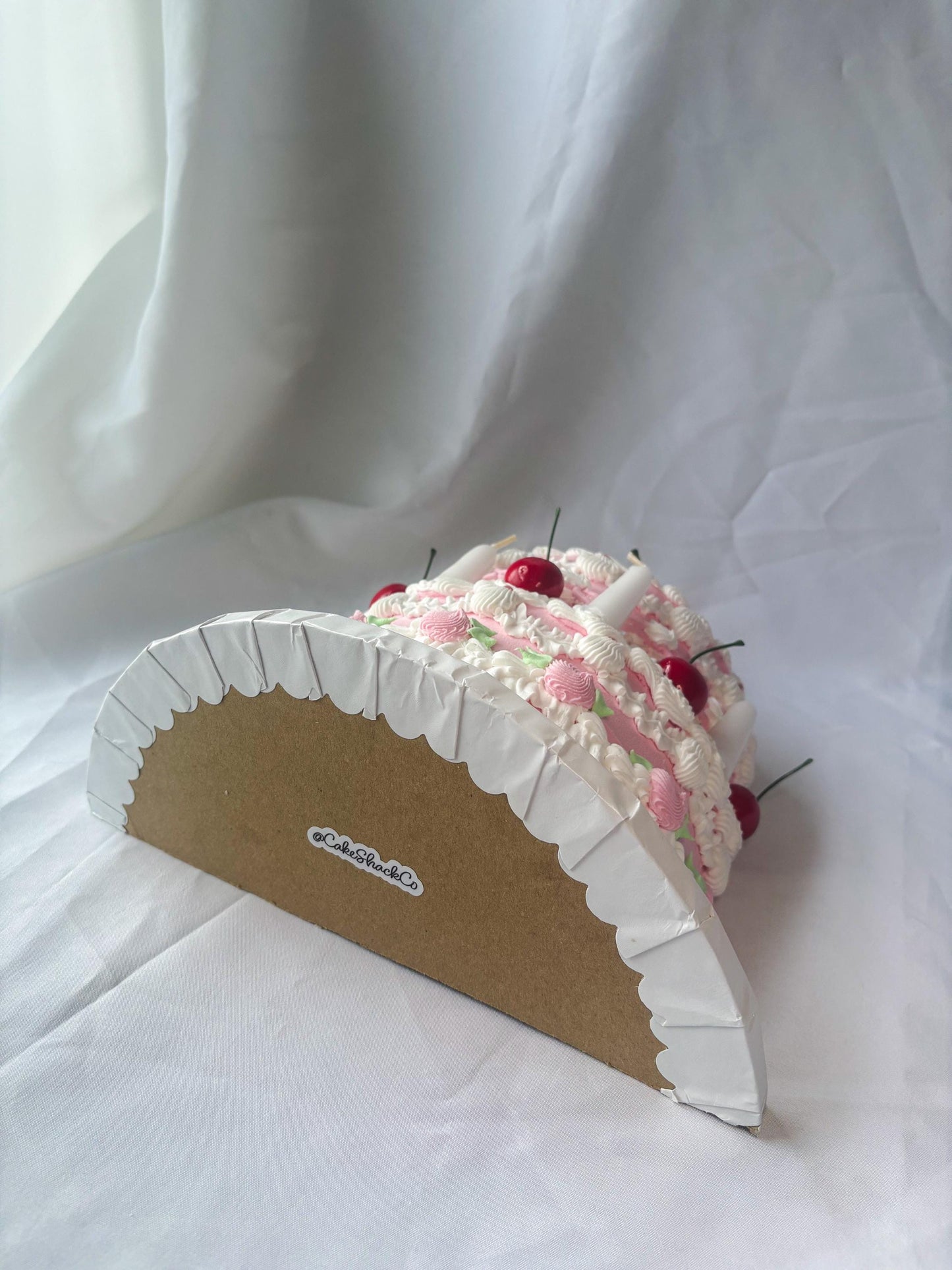 Cherry Birthday Cake Wall Hanging | Faux Cake Decor | Pink Lambeth Style Fake Cake | Coquette Wall Art